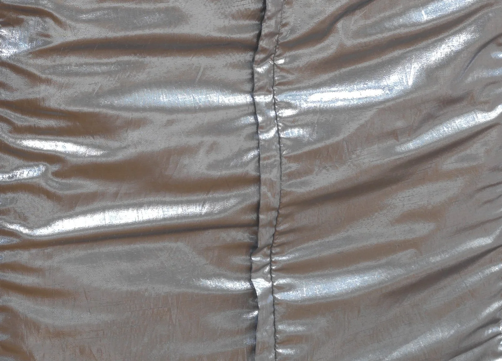 Untitled (Duck Goes Out), 2007, silk silver lame, bale of sweet timothy and alfalfa, 35 x 20 x 15 inches, detail