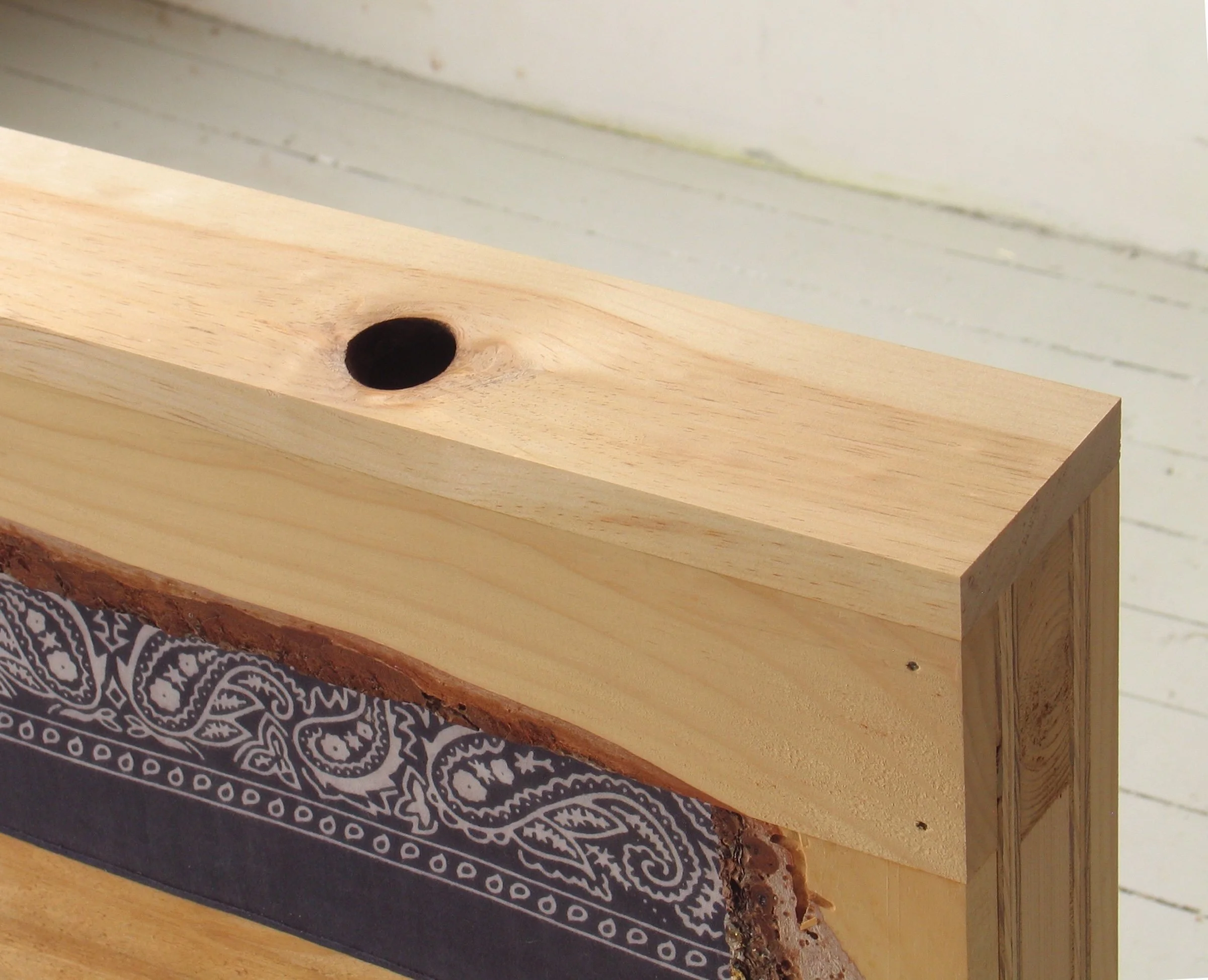 Moses Lake, 2006, pine, plywood and cotton bandana, 42 x 21 x 4 inches, detail