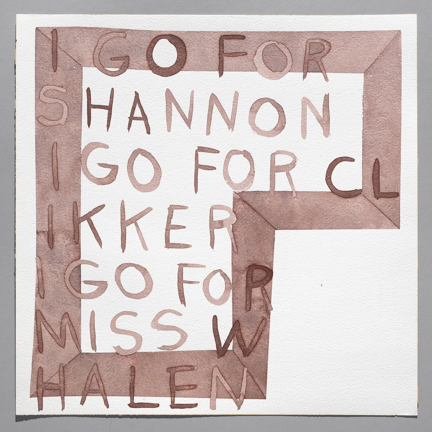 I GO FOR, 2011, watercolor on paper, 12 x 12 inches