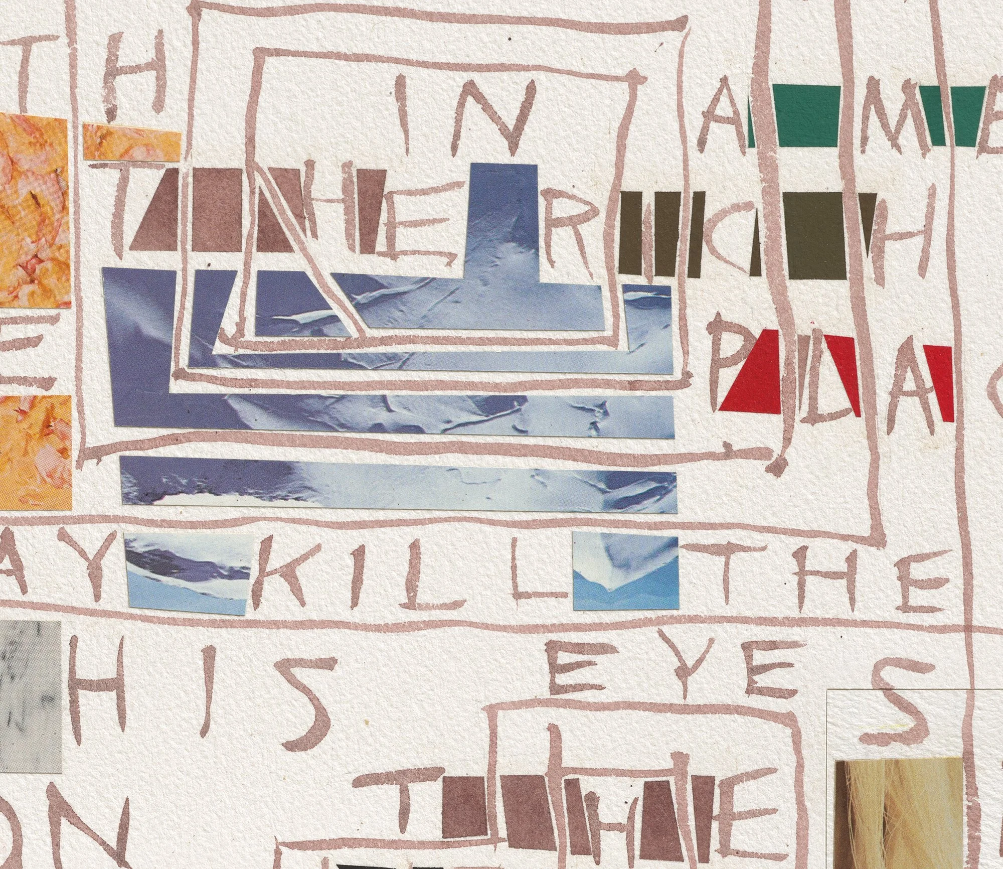 His Mouth is Full of Cursing, 2020, watercolor and collage on paper, 24 x 12 inches; Collection of Lehigh University Art Galleries; detail