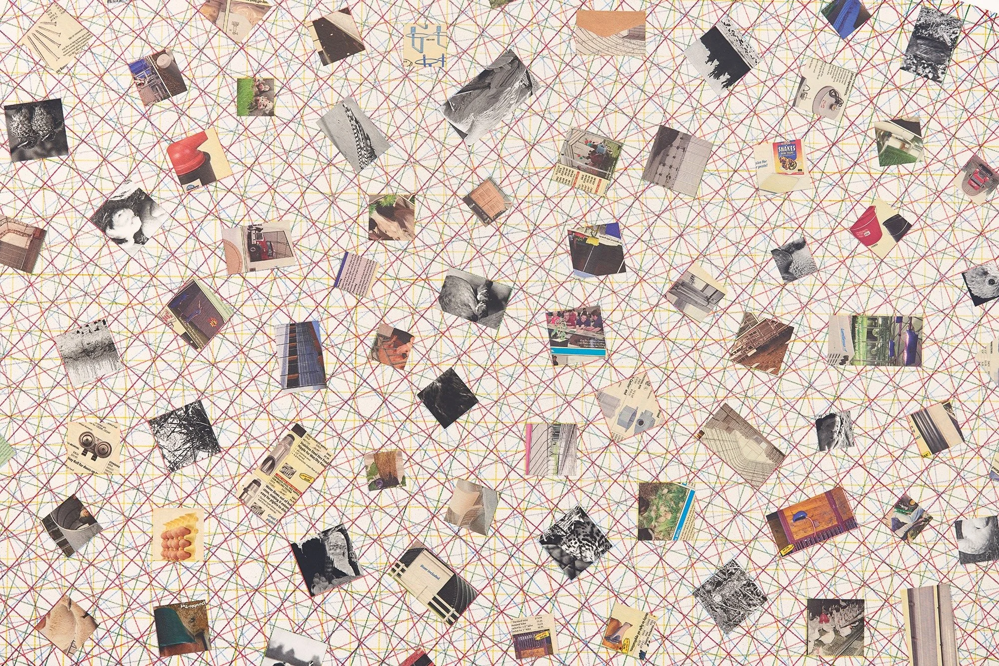 Farmtek Canvas No. 4 with Birds, 2014, alcohol based marker and collage on canvas, 59 x 90 x 1 ½ inches, detail