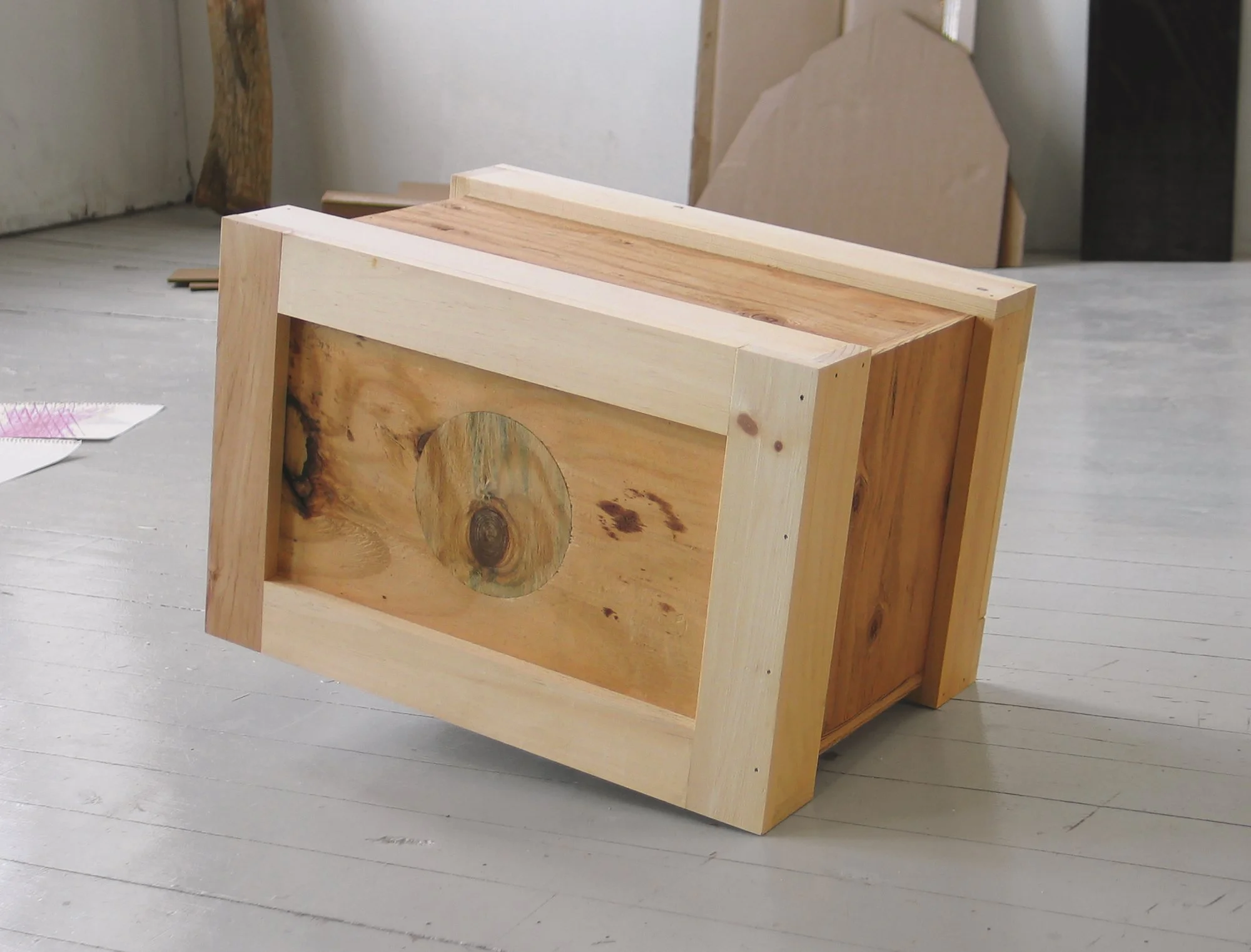Minimalisma 1b. (Fuck Judd), 2005, plywood, pine and galvanized steel handle, 15 x 14 x 20 inches