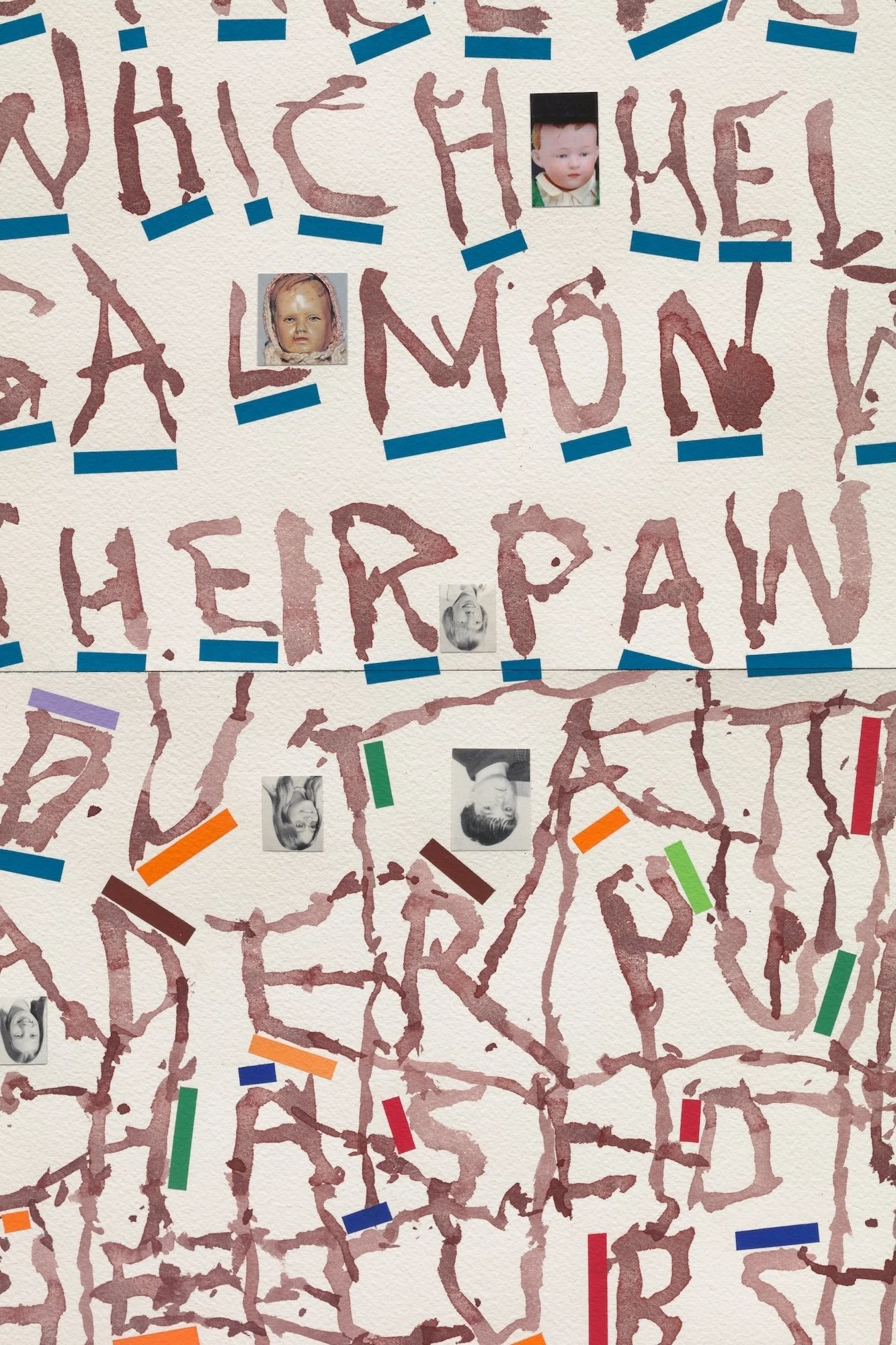 Originally This Female Grizzly, 2010, watercolor, gouache, and collage on paper, 60 x 16¼ inches, detail