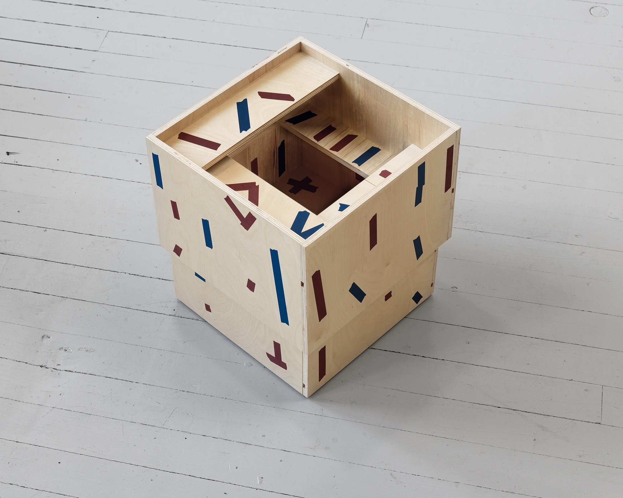 Tbox 3, 2012, birch plywood and oil paint, 15 x 14.25 x 14.25 inches. Collection of Marlene Meyerson