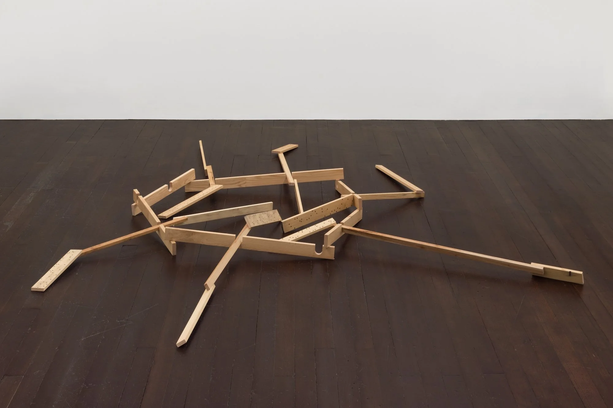 Untitled (floor work 4), milled oak, red maple, beech, and black walnut, 5 x 120 