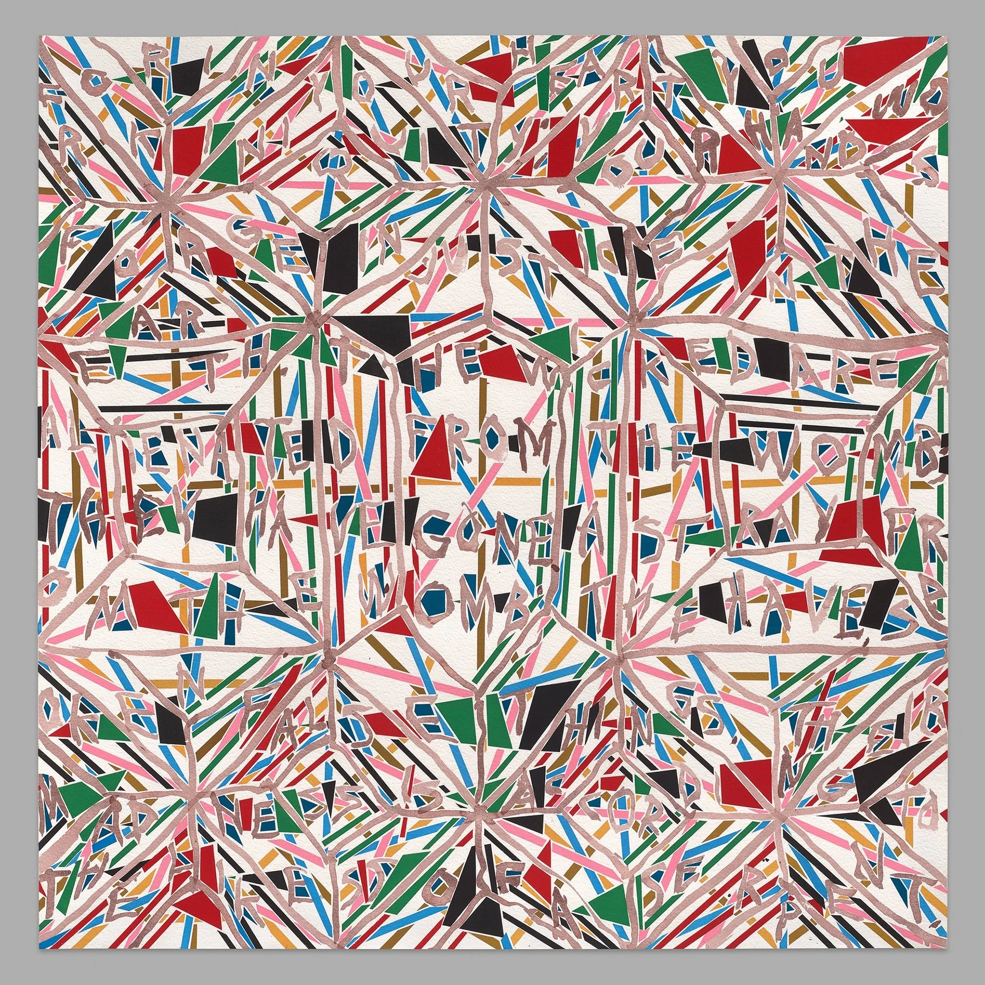 For In Your Heart, 2023, watercolor and gouache on paper, 22 x 22 inches, 29½ x 29½ framed
