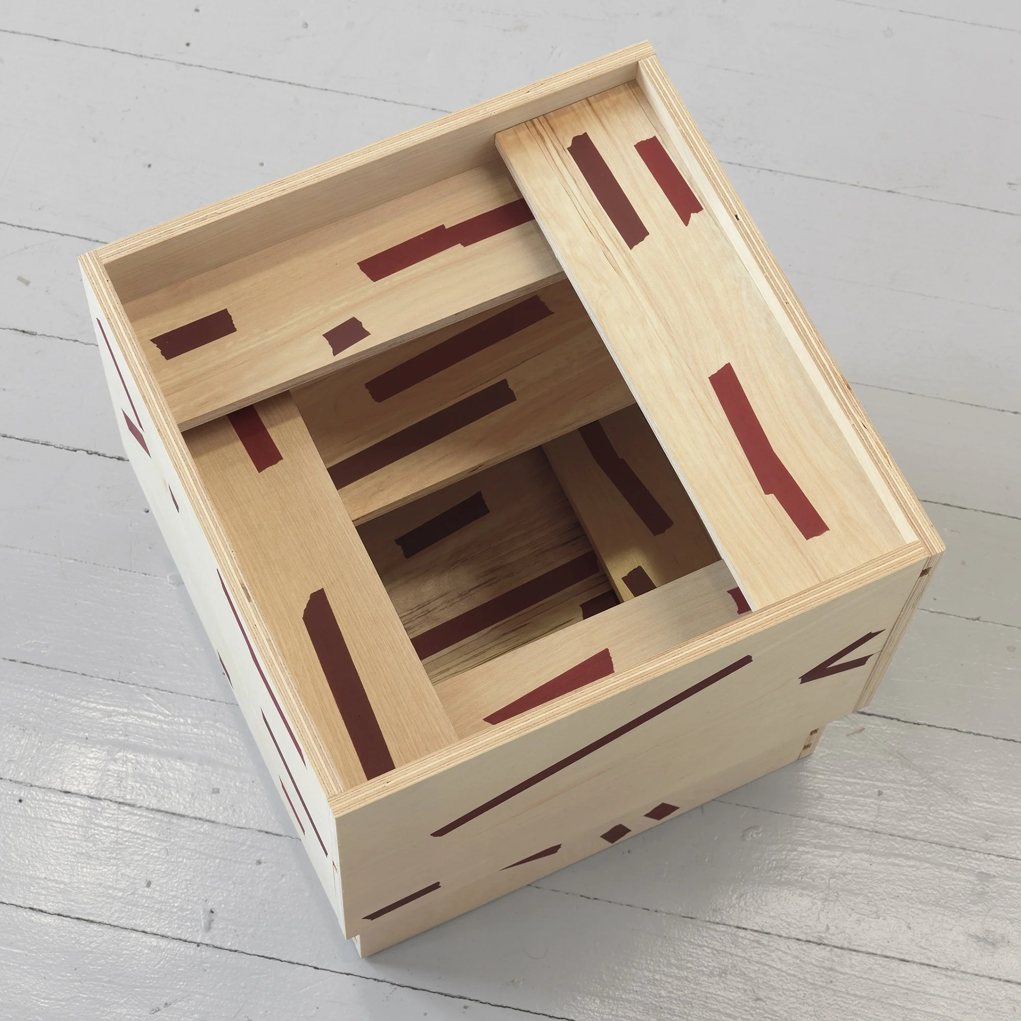 Tbox 2, 2012, birch plywood and oil paint, 15 x 14.25 x 14.25 inches. Collection of Frank Williams, detail