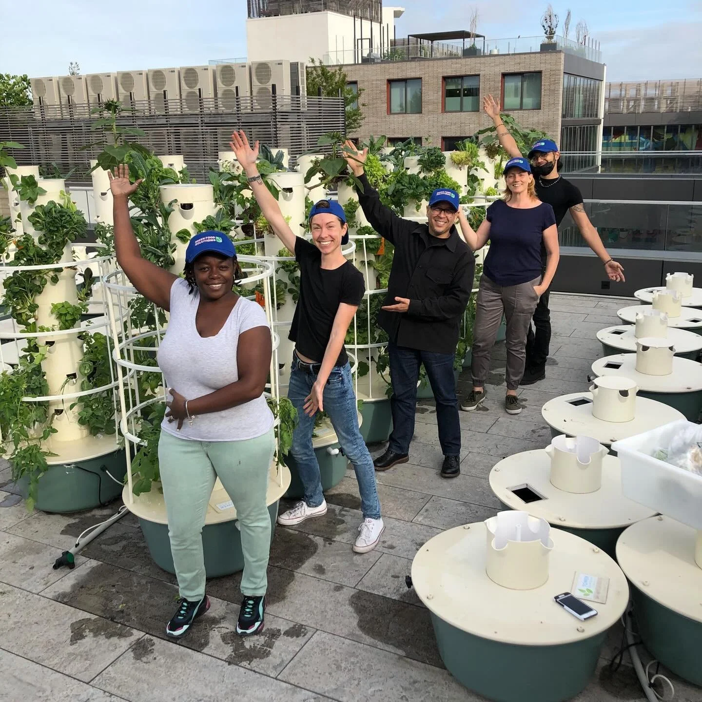 Fresh air, fresh greens, and even fresher smiles! 🌞 Our team helps communities and businesses grow local produce right where they live and work &mdash; saving water, space, and miles of transportation.

#GreenFoodSolutions #UrbanFarming #VerticalGar