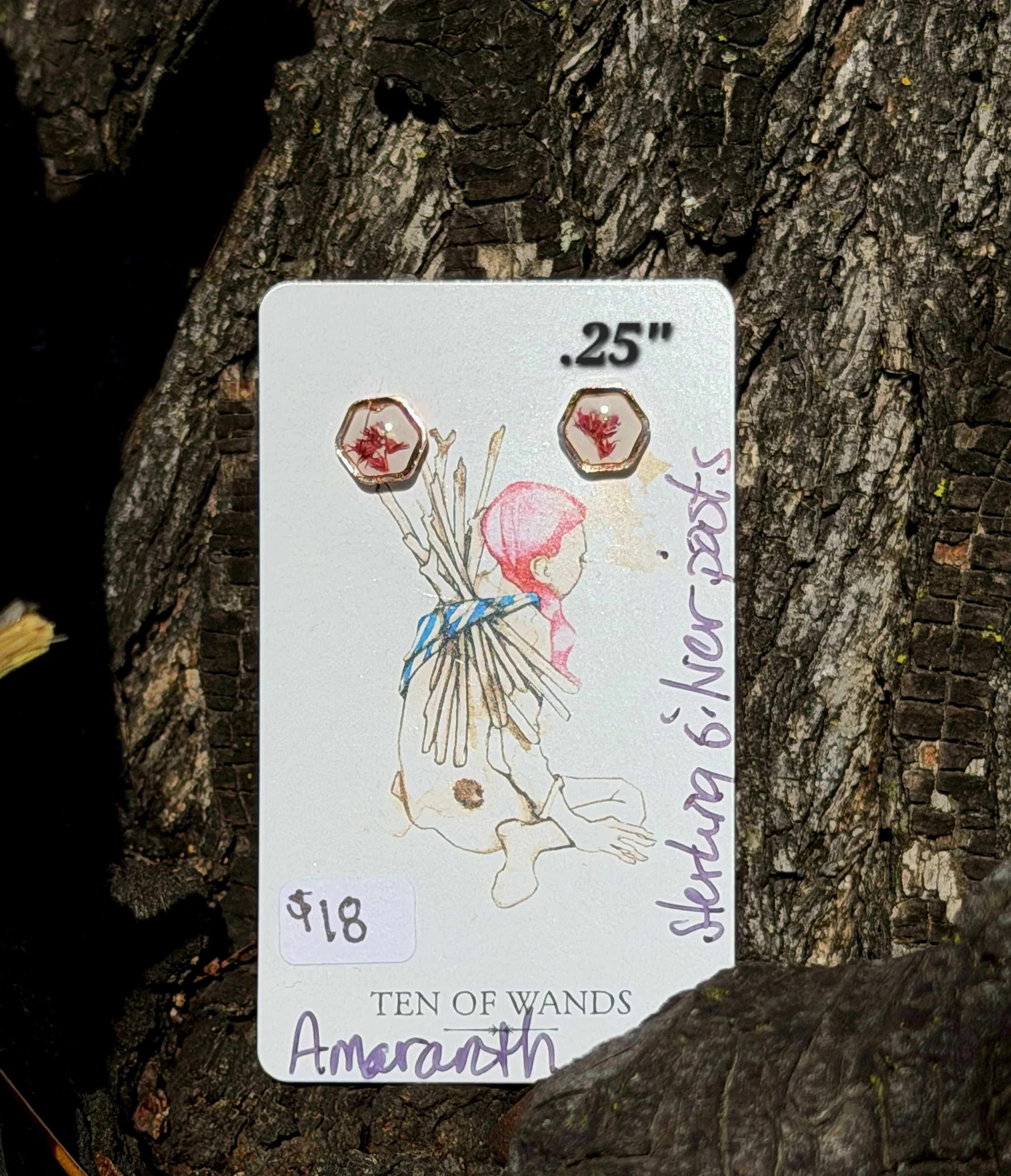 Amaranth Hexagon Studs