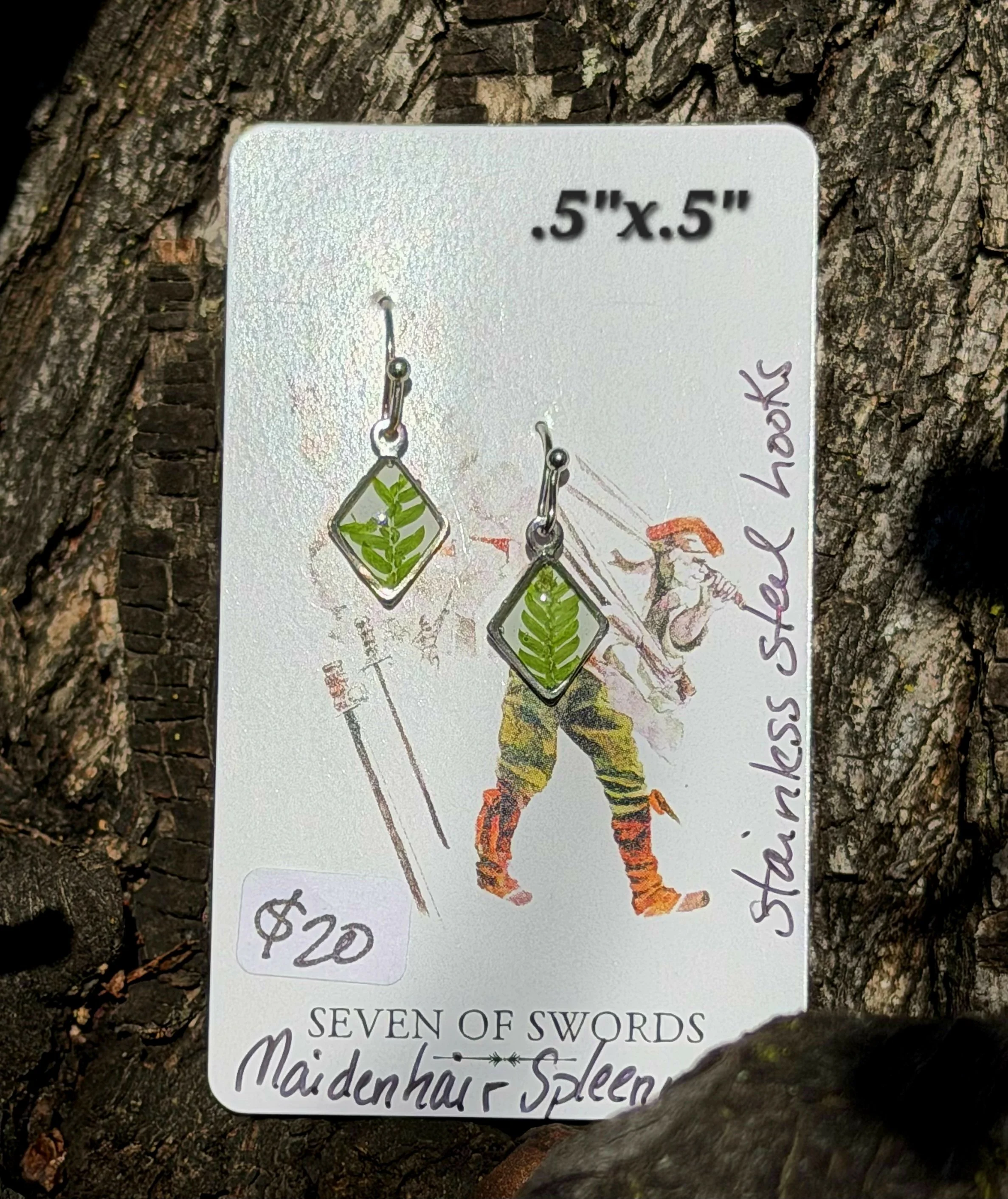 Maidenhair Spleenwort Diamond Mini Dangles