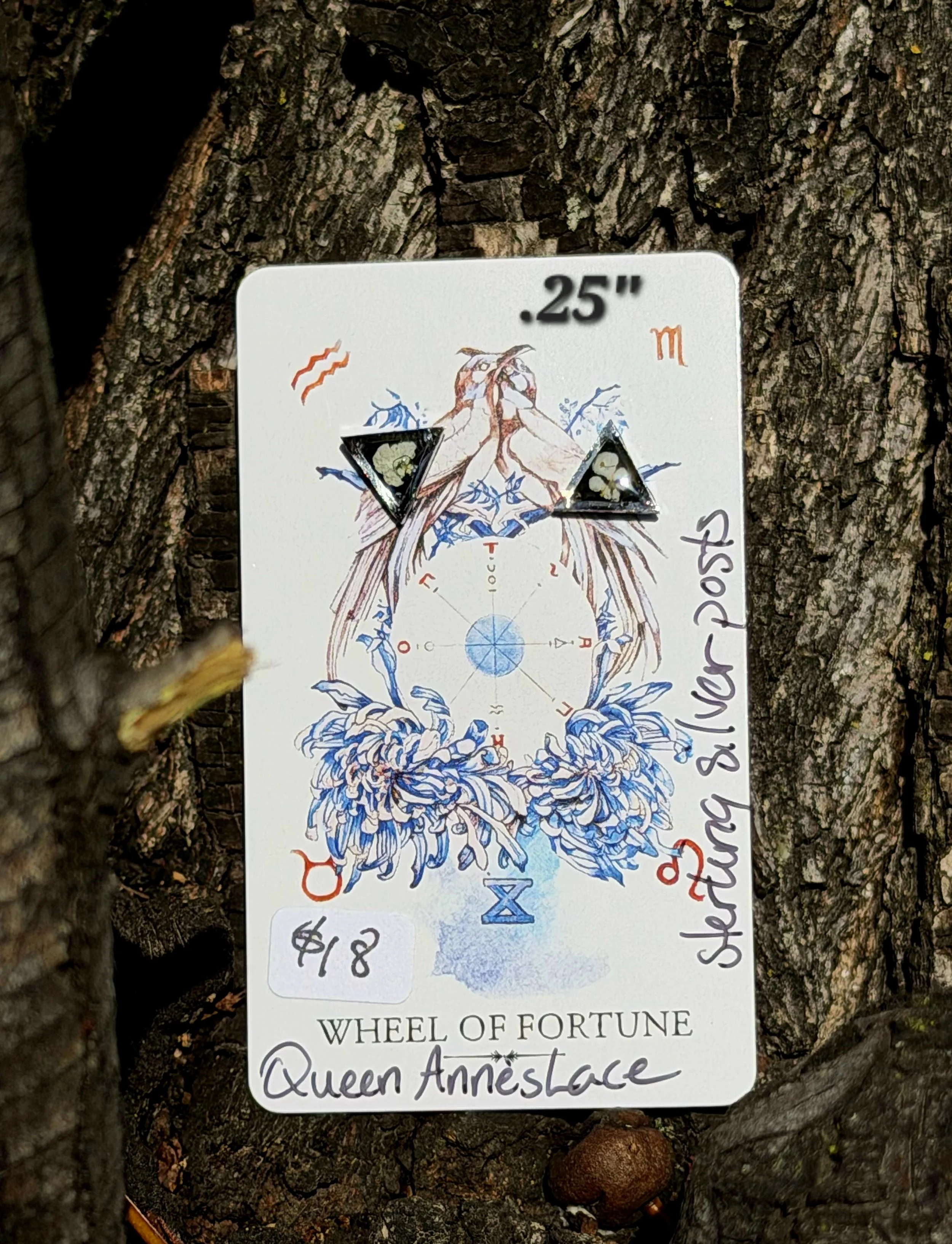 Custom Queen Anne's Lace Mini Triangle Studs