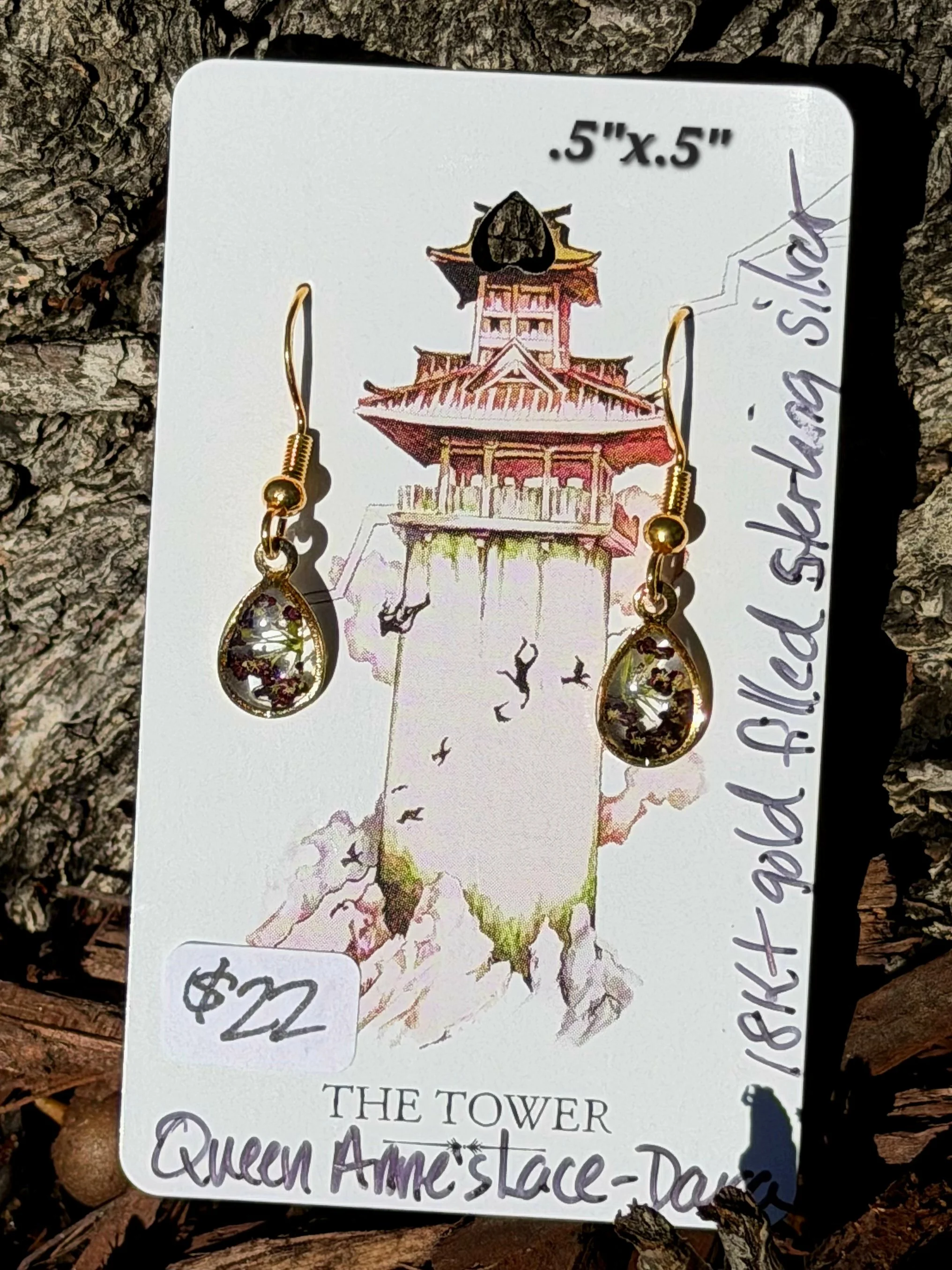 Queen Anne's Lace Teardrop Mini Dangles