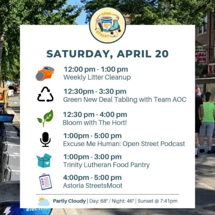 Did you miss us? The Open Street is back this Saturday! We couldn't be more excited to enter our 5th season caring for this free community space in the heart of Astoria. This weekend we've got a bustling roster of events on Saturday, and a laid back 