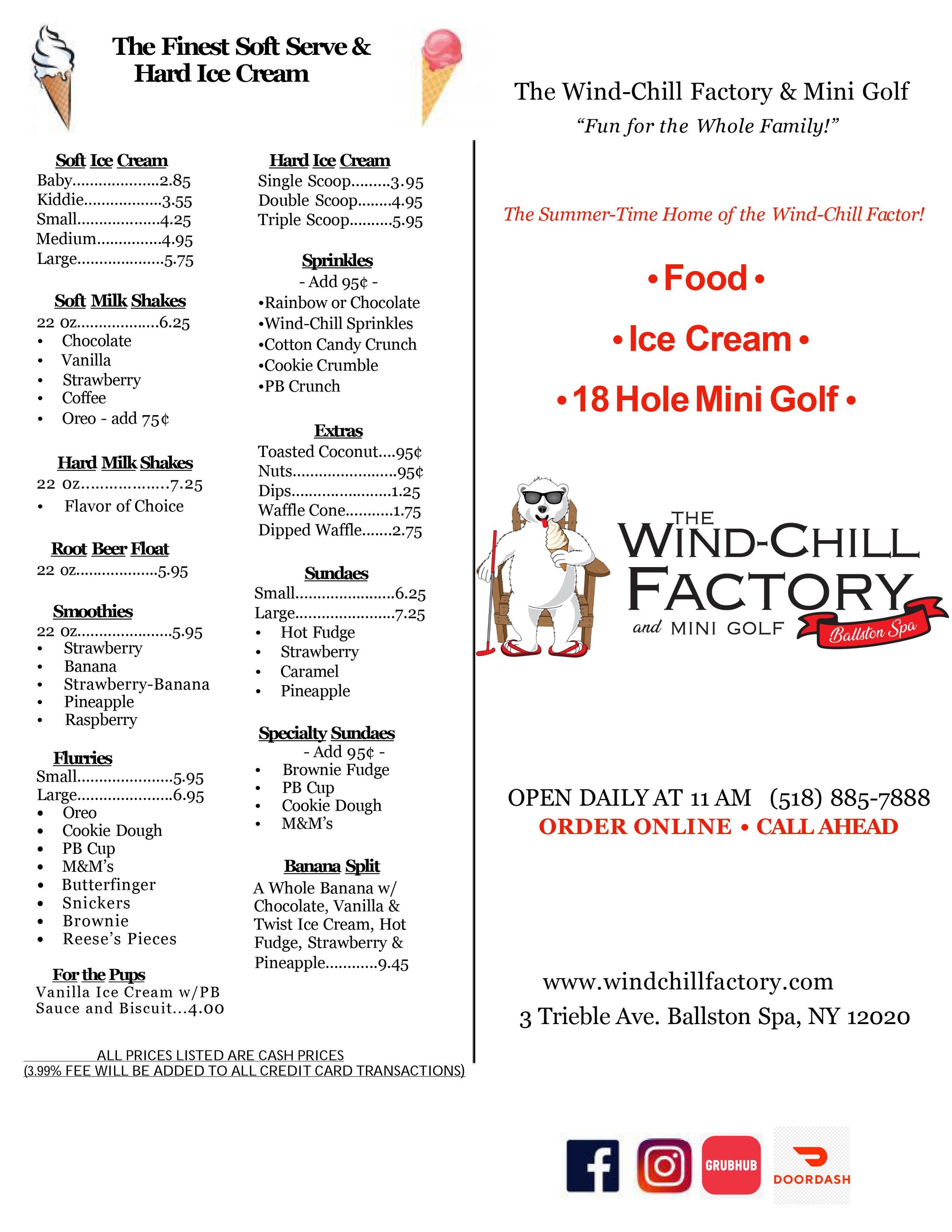Food & Ice Cream Menu1 Ballston Spa — Wind Chill Factory