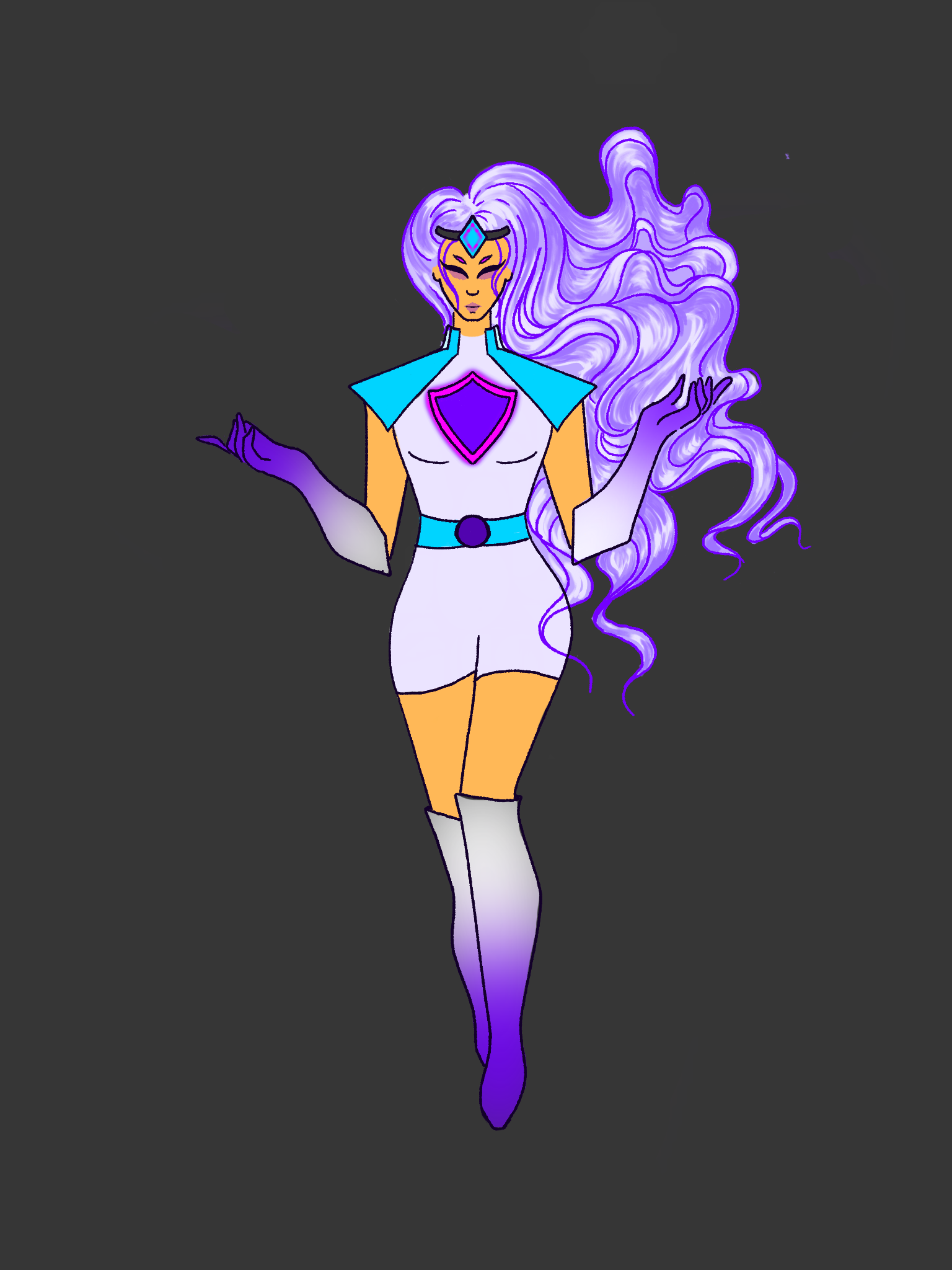 Drawing of Eve the superhero, draft #1.
