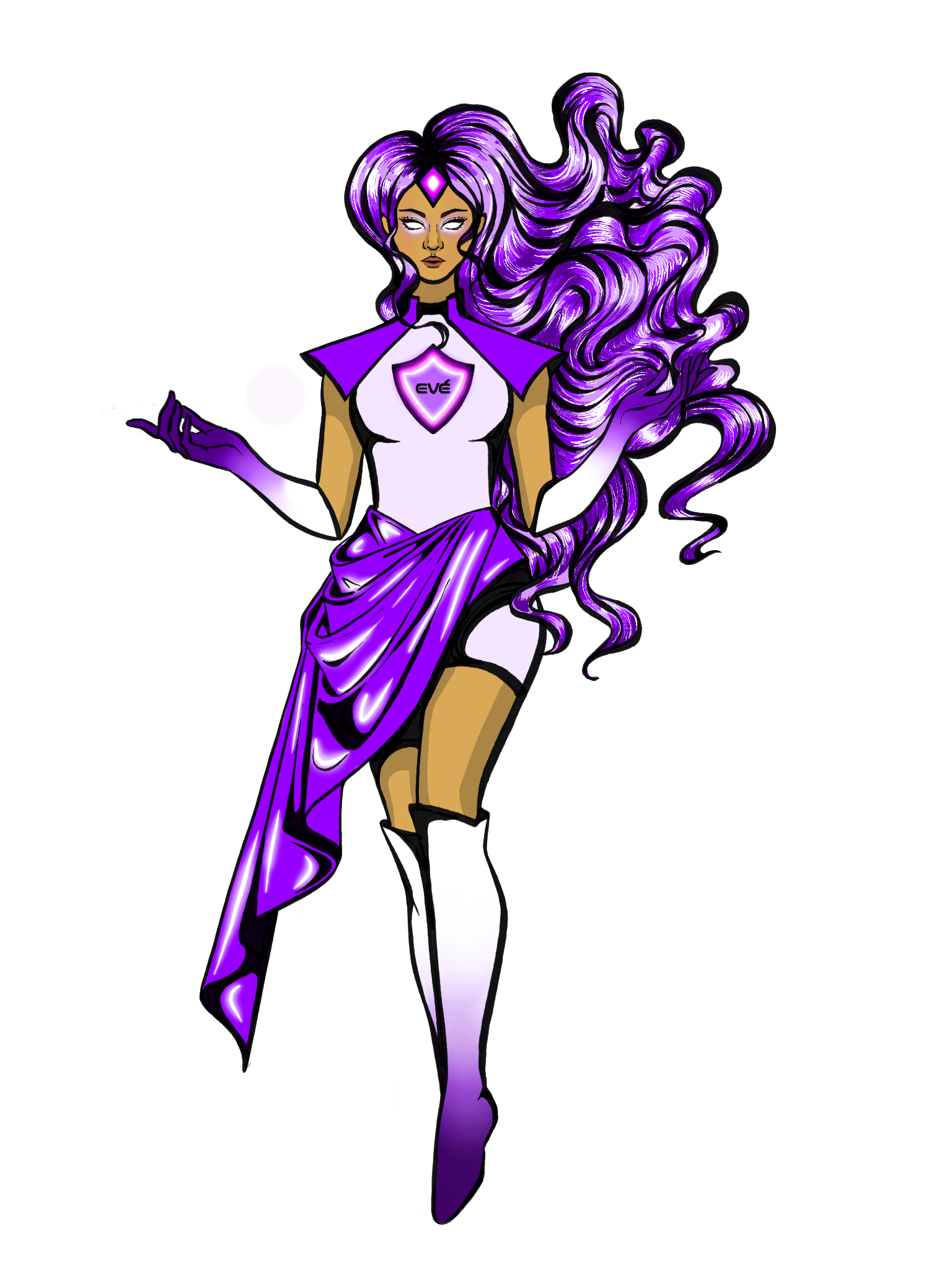Eve Superhero Draft #2 in violet.