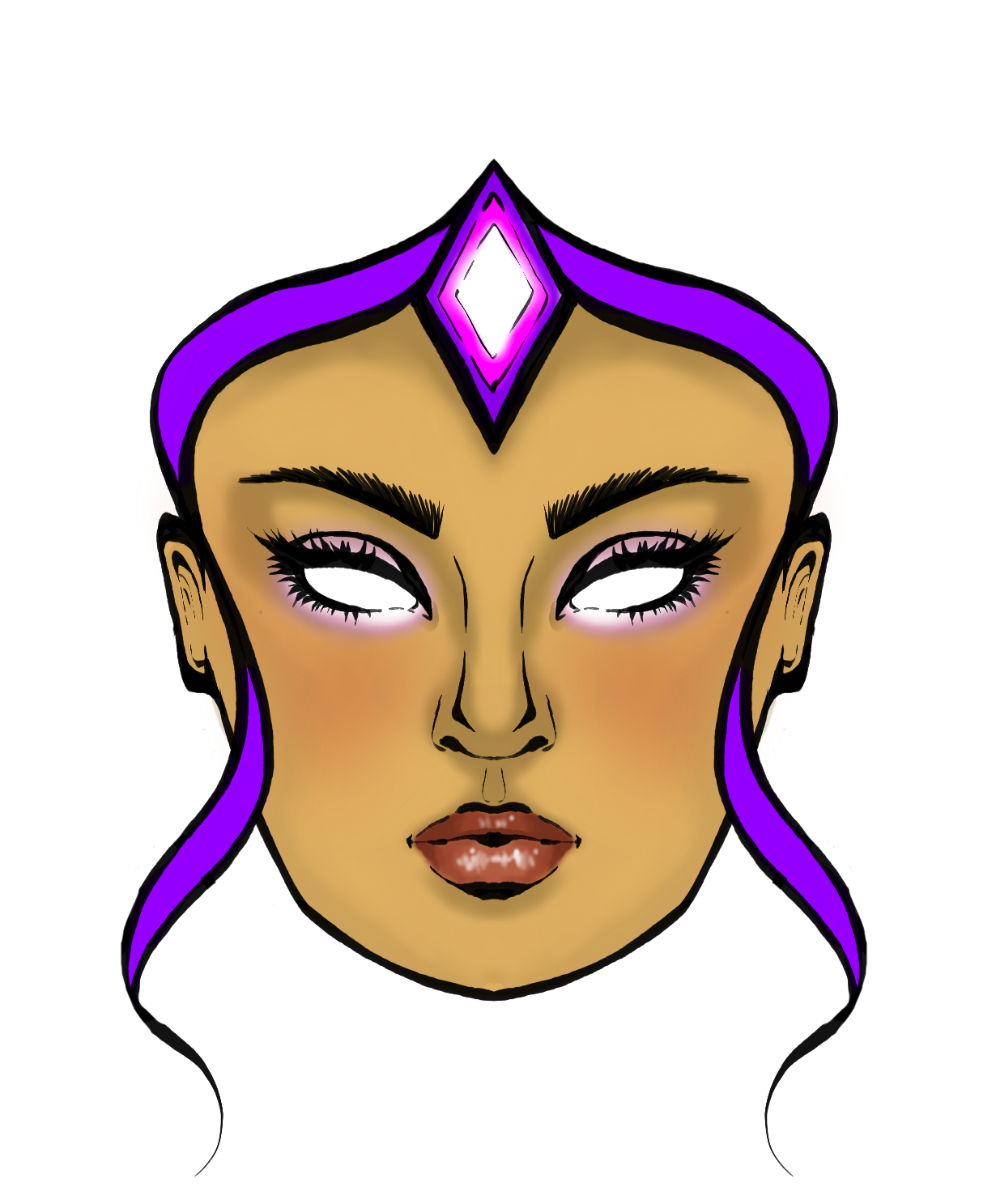 Eve Face Draft #1, in violet.
