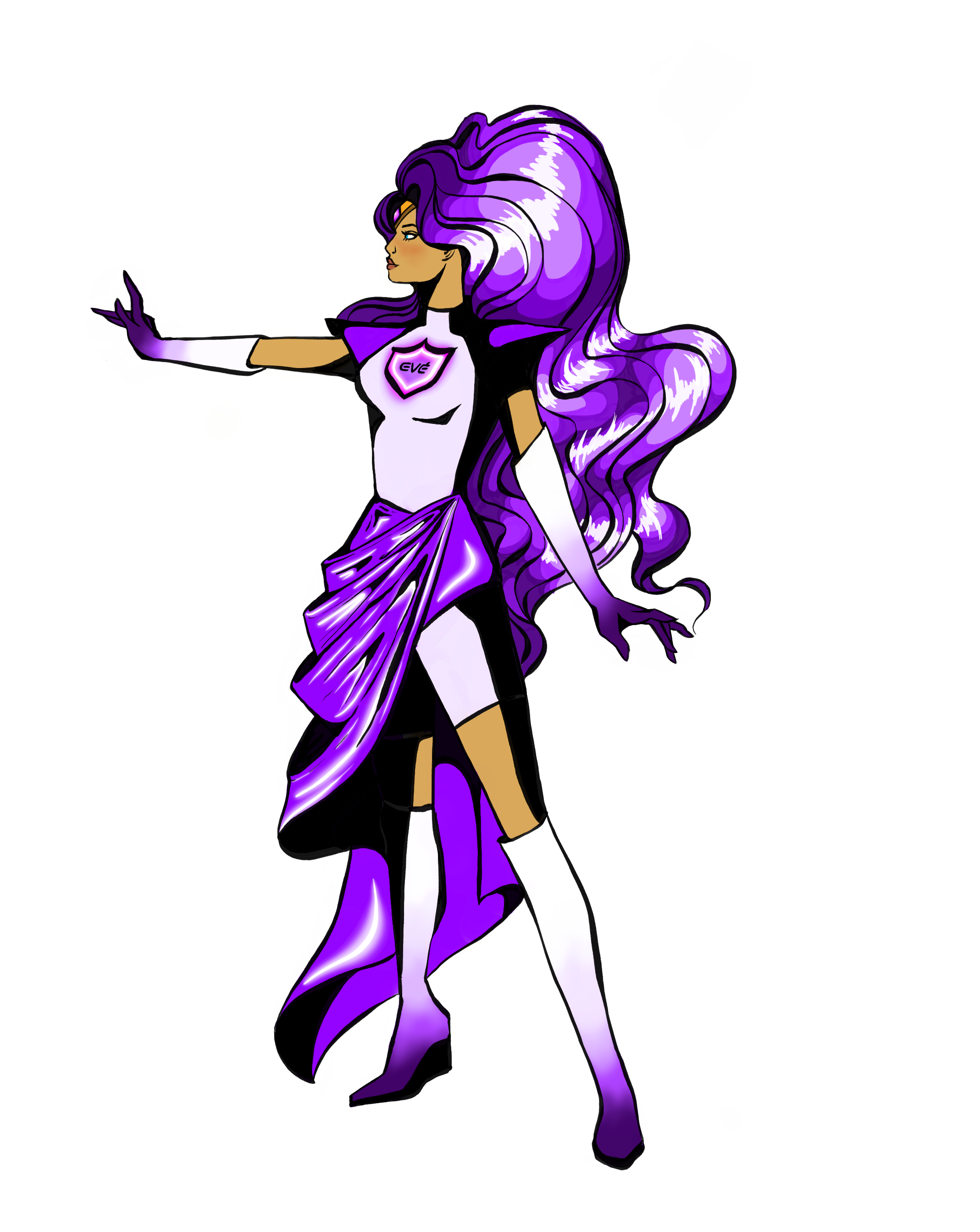 Eve stopping silhouette, in violet. 