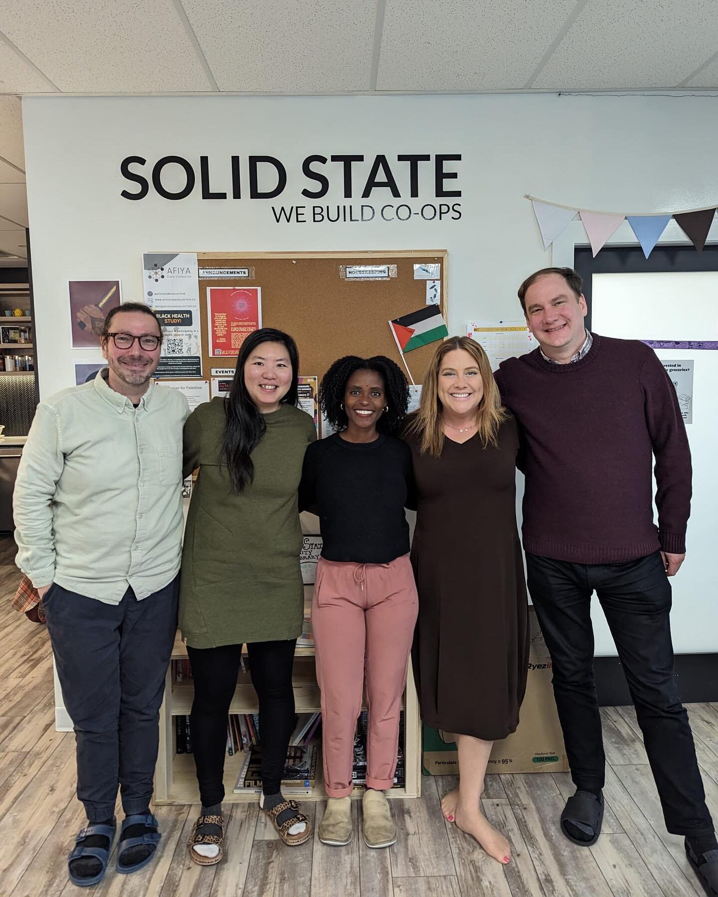 👋 Thanks @meganmdykeman for stopping by for lunch and meeting with some of the Food Hub team! Always a pleasure to host you. (L-R: Marcelo, Trixie, Asha, Megan and Chris Galloway - one of our friends from Co-Active Developments helping us with the p