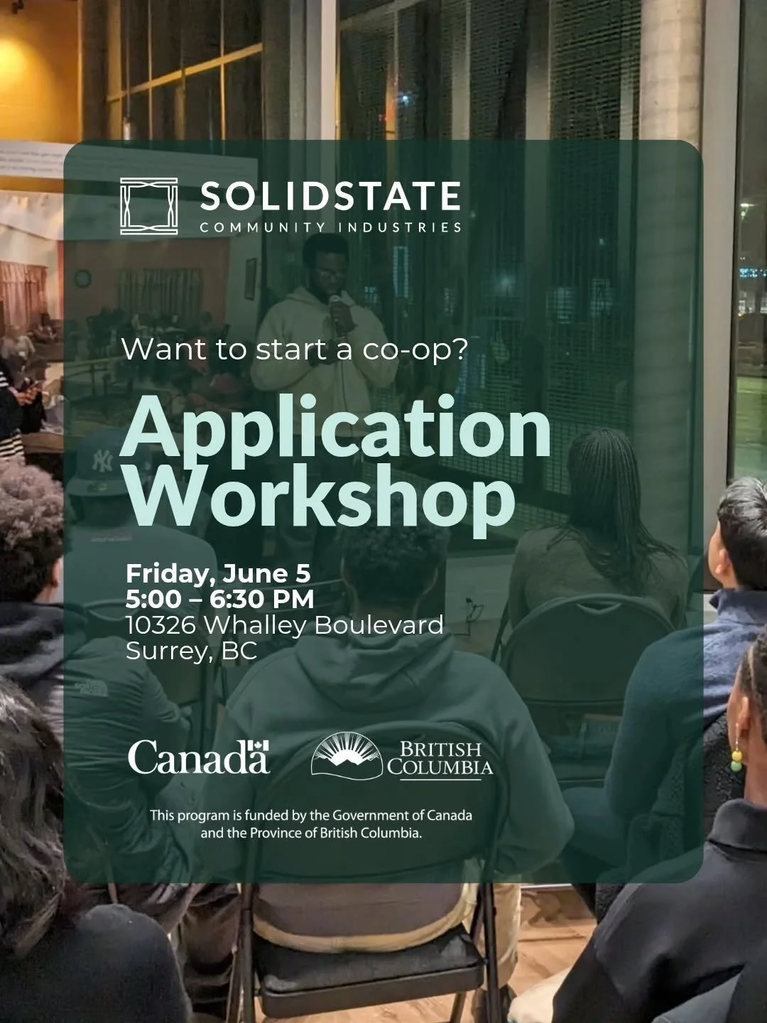 Solid State's new intake for cooperative businesses is open from June 1 to July 15, 2026. Come to this in-person workshop to ask questions about your application! 

Solid State supports the development of racialized-led cooperative businesses, priori