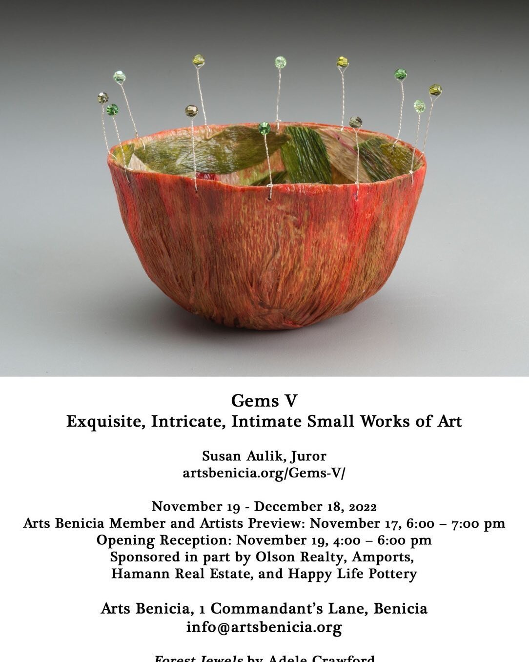 Gems 💎 
I&rsquo;m pleased to have 2 works included in this show, jurored by artist Susan Aulik. Opens next Saturday.