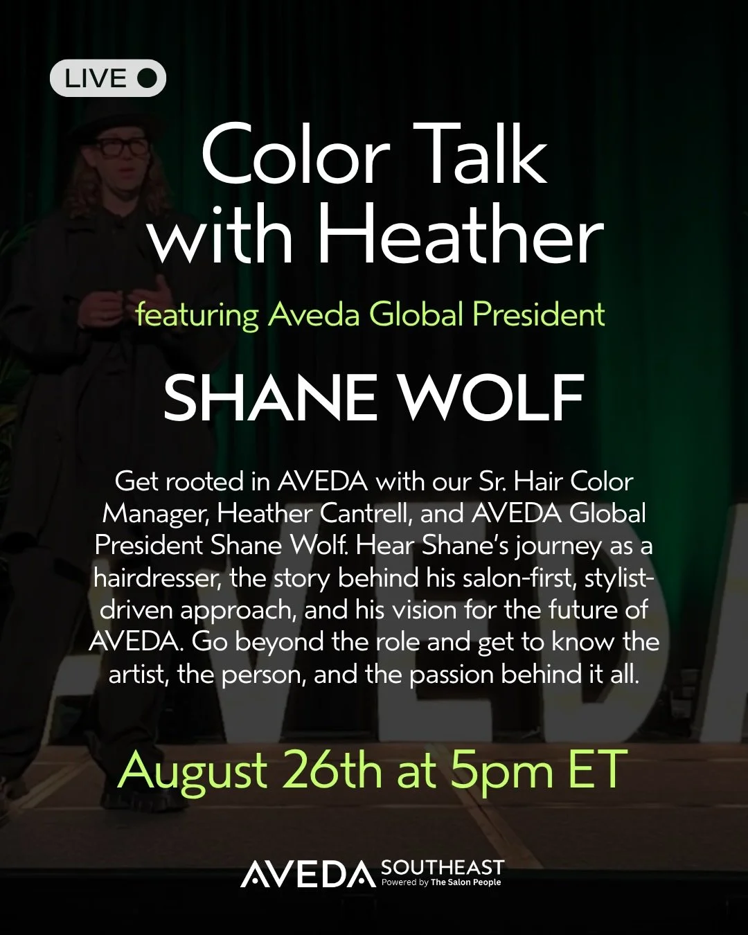 ✨SAVE THE DATE✨

Tune in here on Wednesday, August 26th at 5PM ET for an Instagram LIVE with @heatherataveda featuring Aveda Global President @shanessalonbeat! ✨

Join Shane &amp; Heather as they dive deeper and get to know the artist behind the role