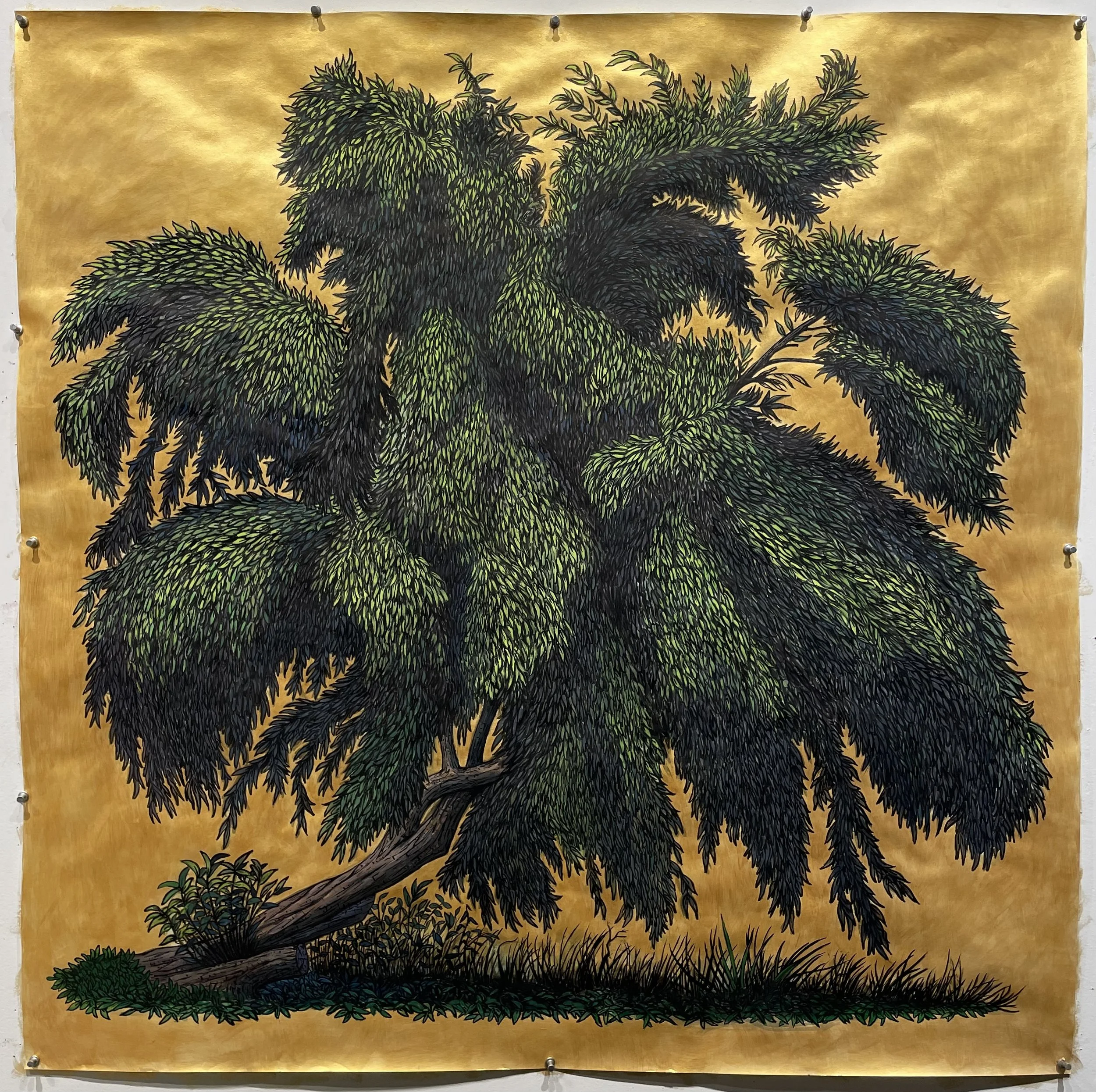 Untitled 2025 India ink, gouache and acrylic on paper 42 x 42 inches