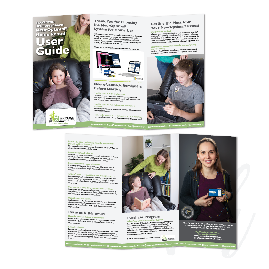 User Guide/Brochure; Client: Beaverton Neurofeedback, Beaverton, OR