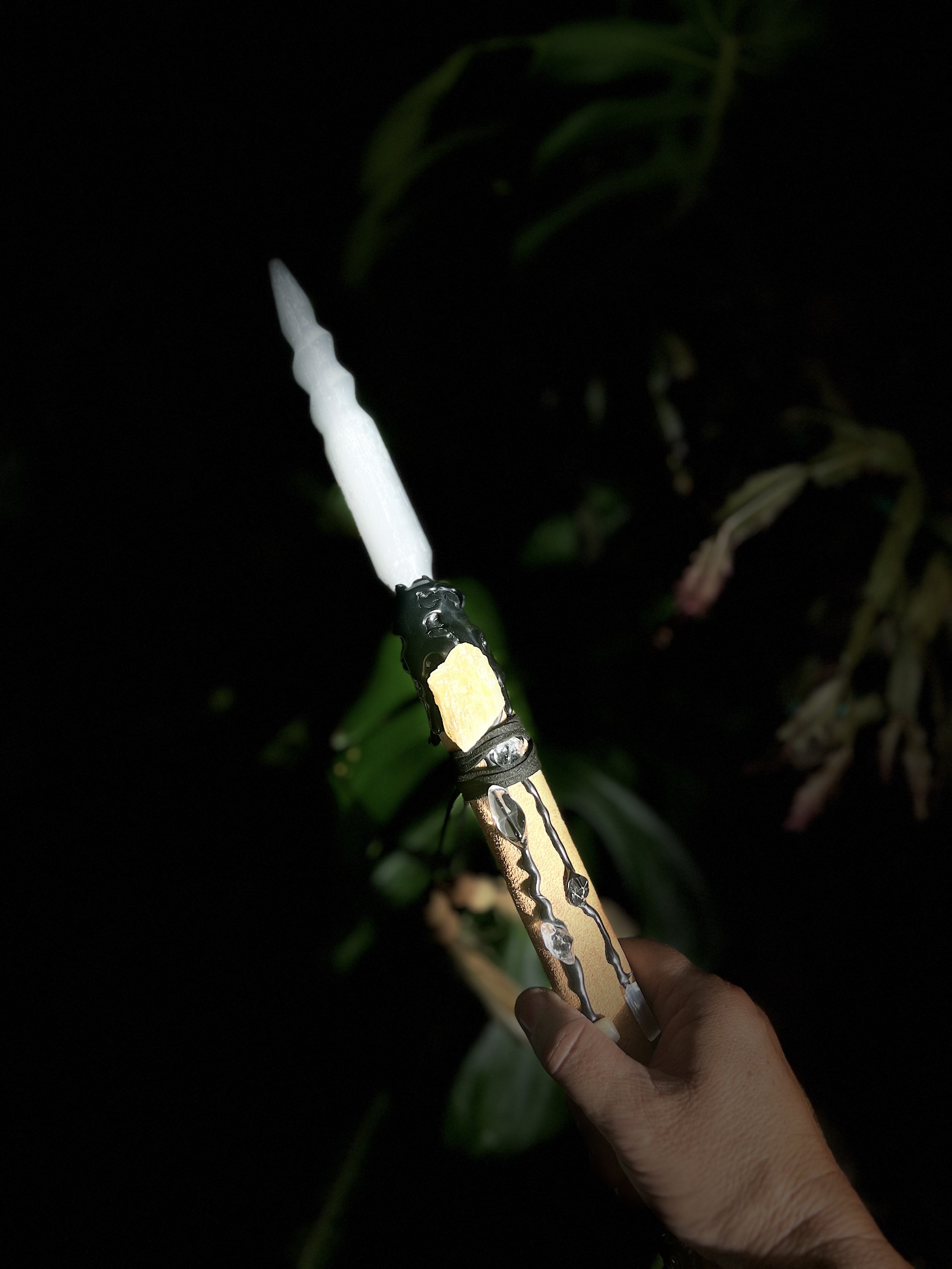 Handmade Selenite Crystal Wand Infused with Reiki