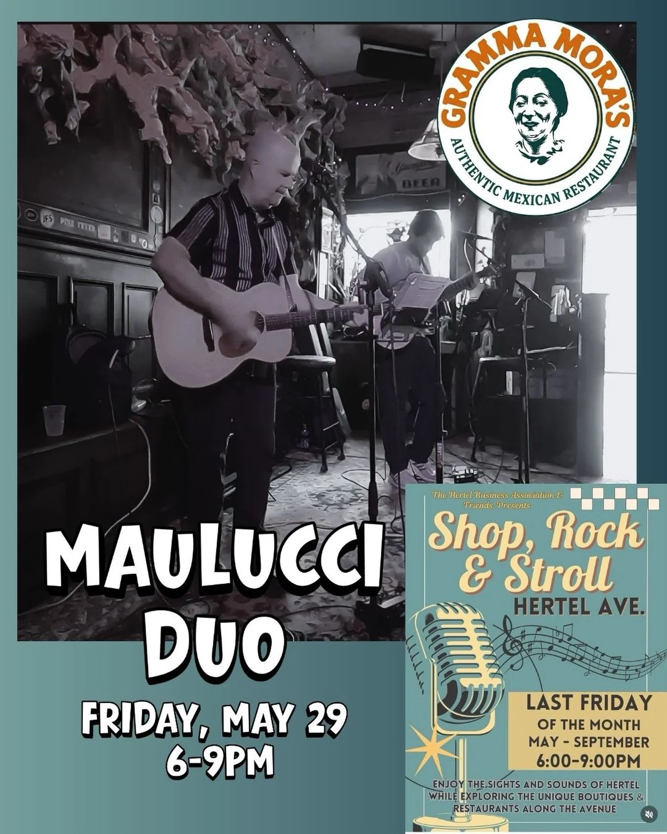 Shop, Rock &amp; Stroll  Friday, May 29th, 6-9 at Gramma Mora&rsquo;s Authentic Mexican Restaurant. #GrammaMoras #HertelAvenue #NorthBuffalo