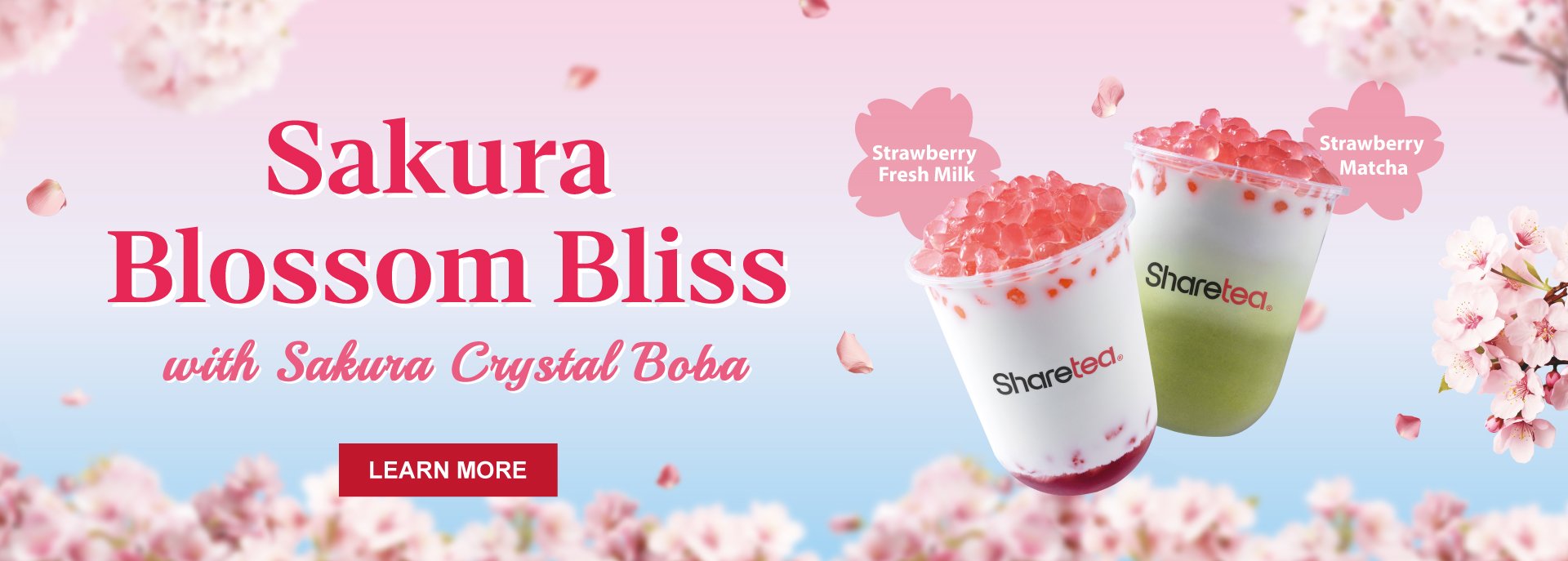 Strawberry Fresh Milk with Sakura Crystal Boba