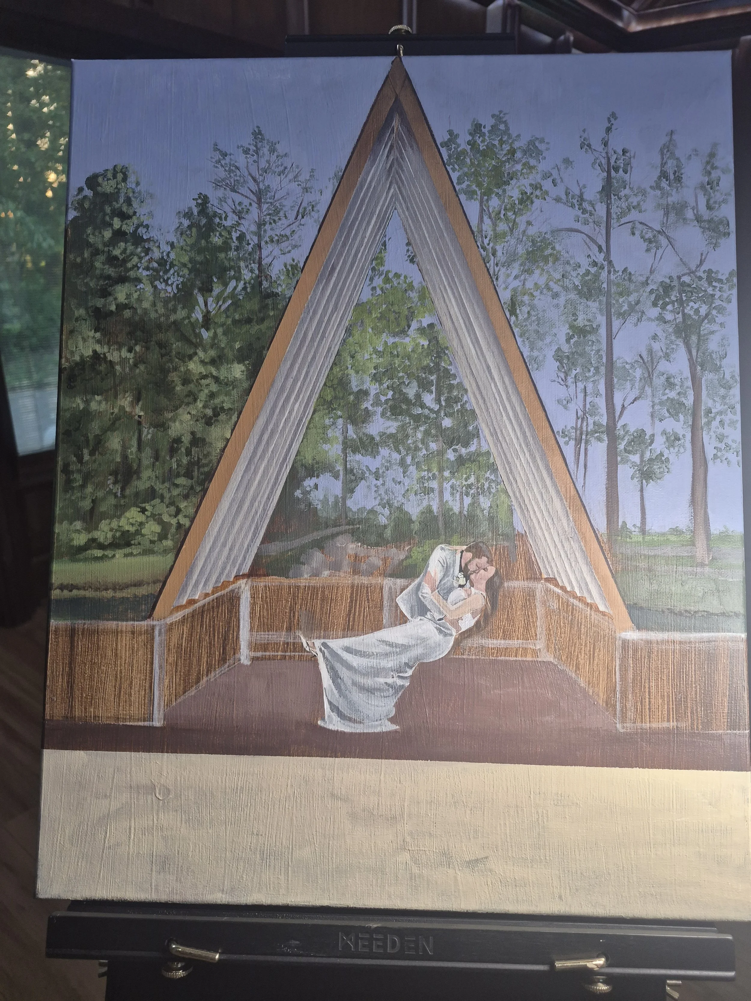 Painting of a Luxury Wedding Venue Chapel Ceremony