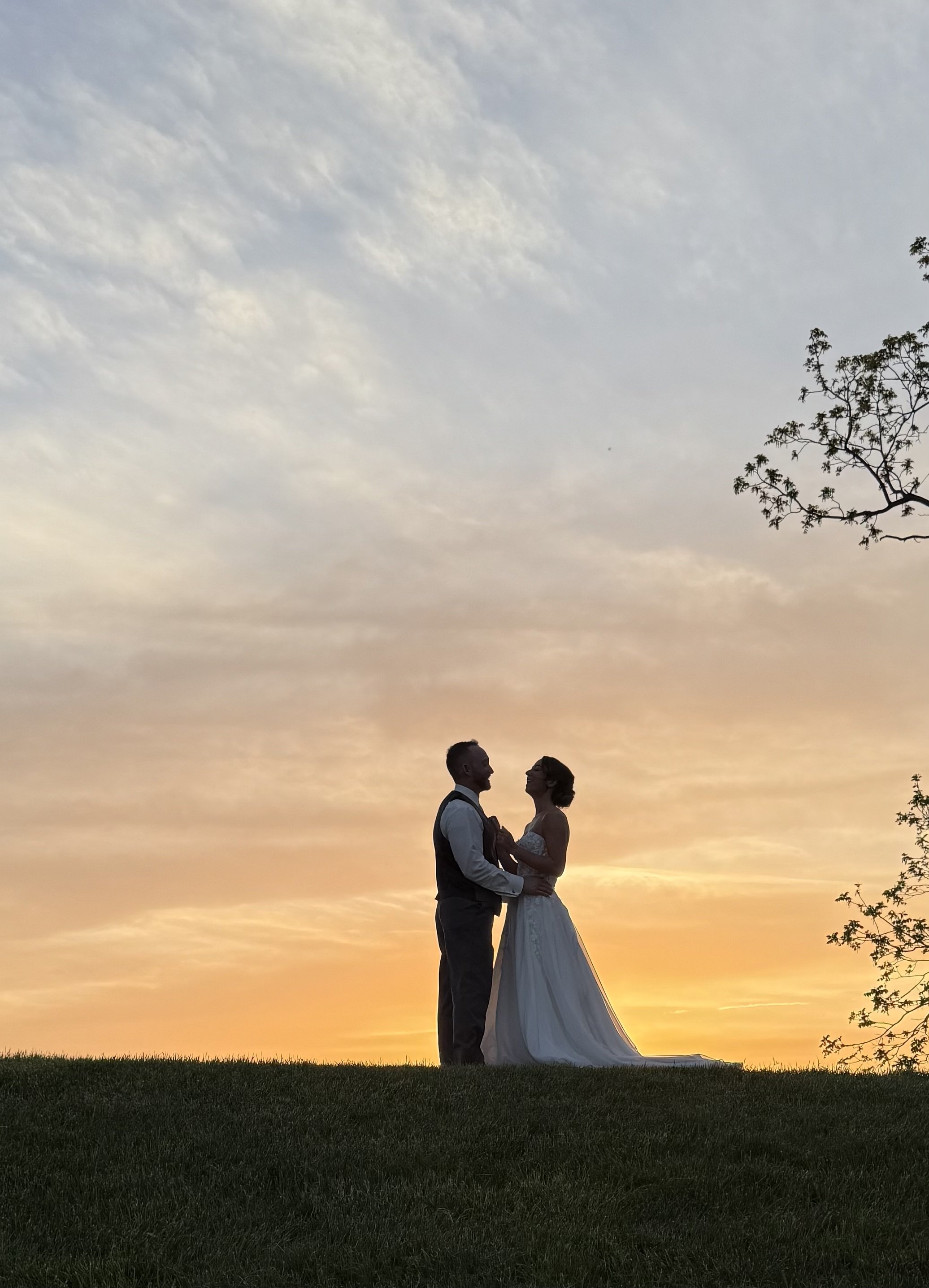 Outdoor Sunset Wedding Photo Indiana