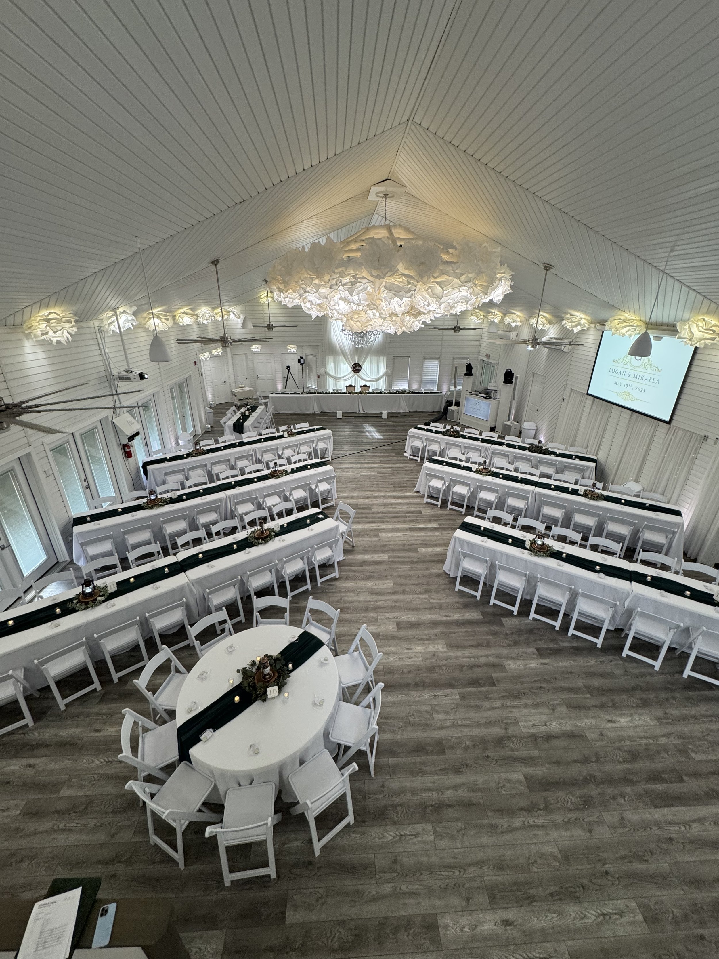 Interior of a wedding venue hall with room for over 200 guests