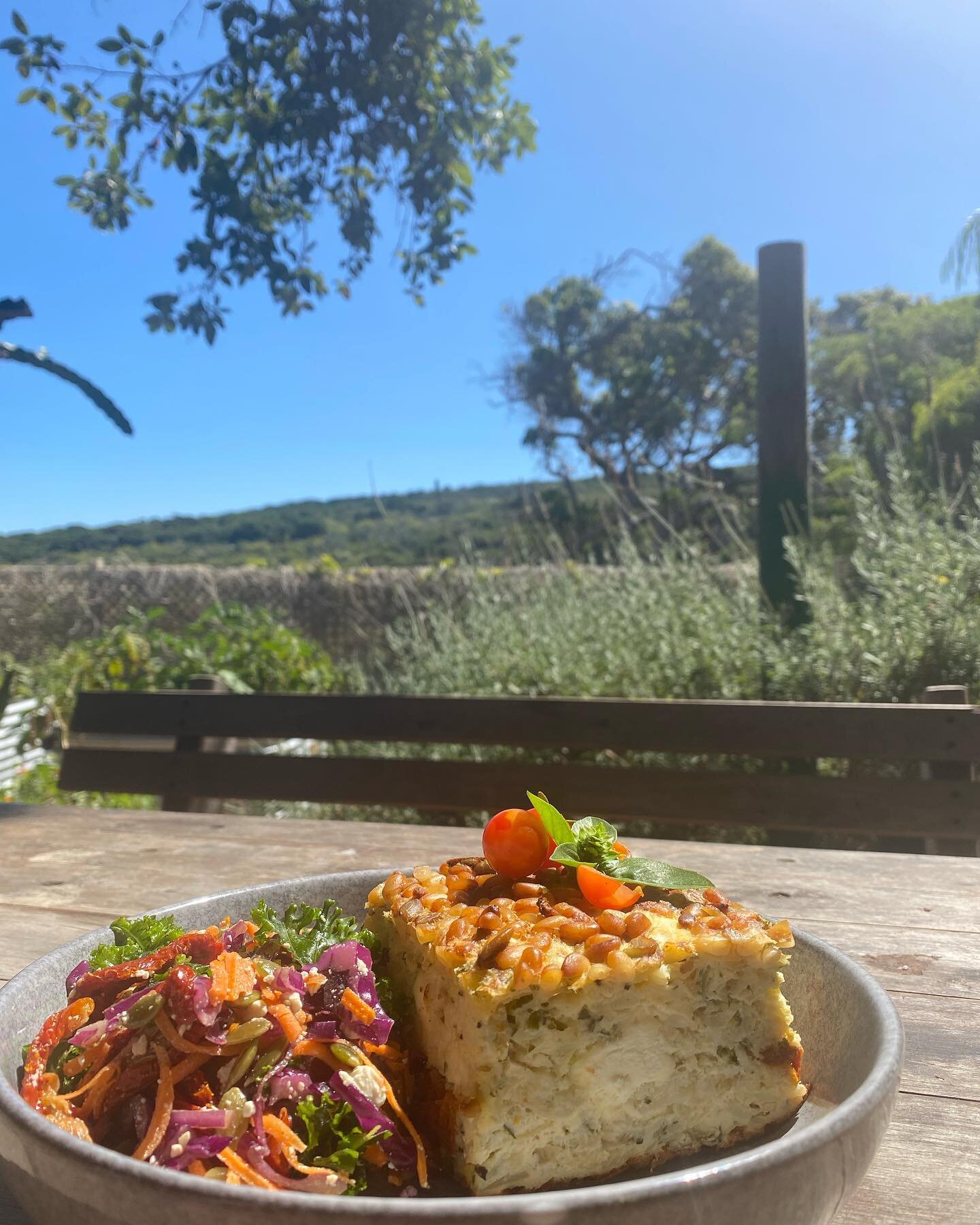 Vegetarian frittata with a side of kale slaw salad ! Yum