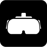 Black and white illustration of virtual reality goggles