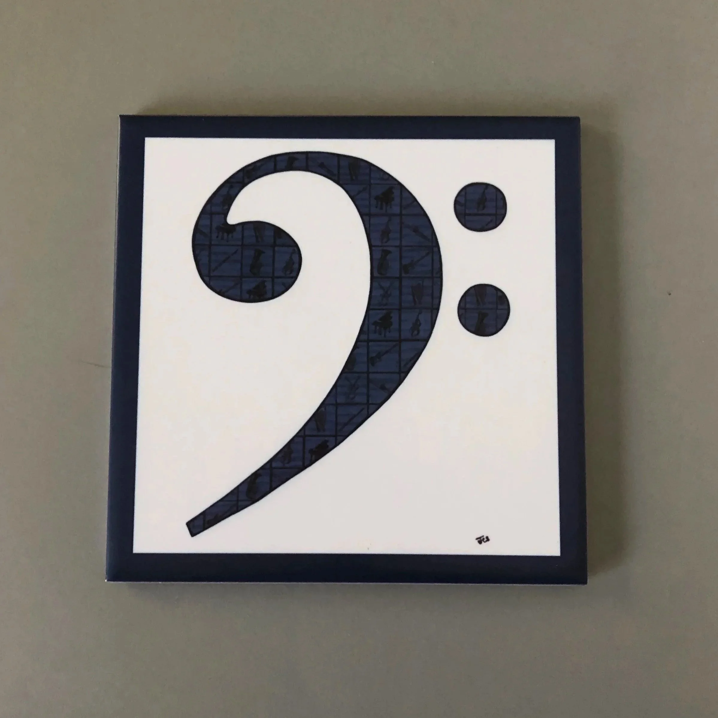 Bass Clef Paper Mosaic Ceramic Tile (6x6in)