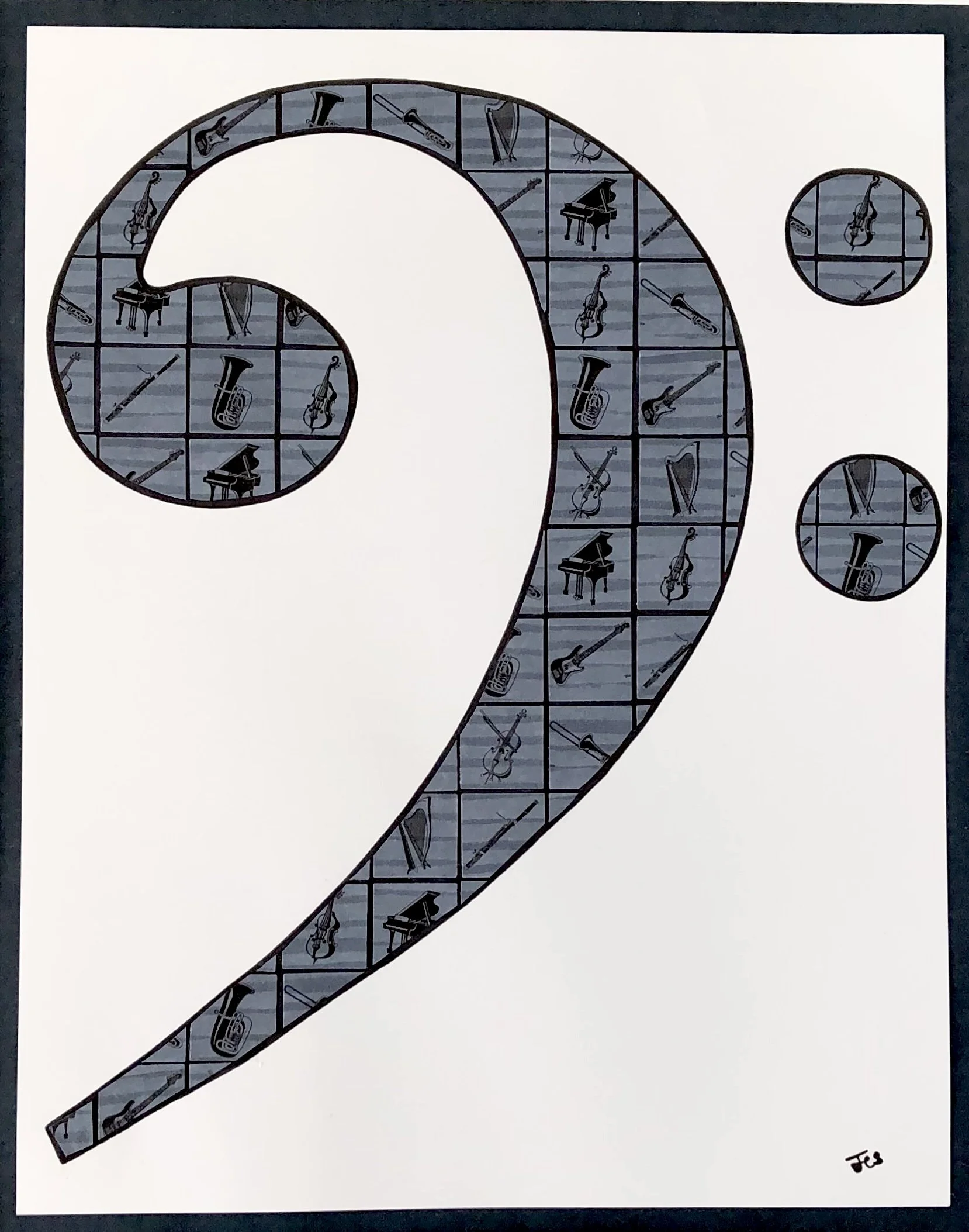 Bass Clef Paper Mosaic