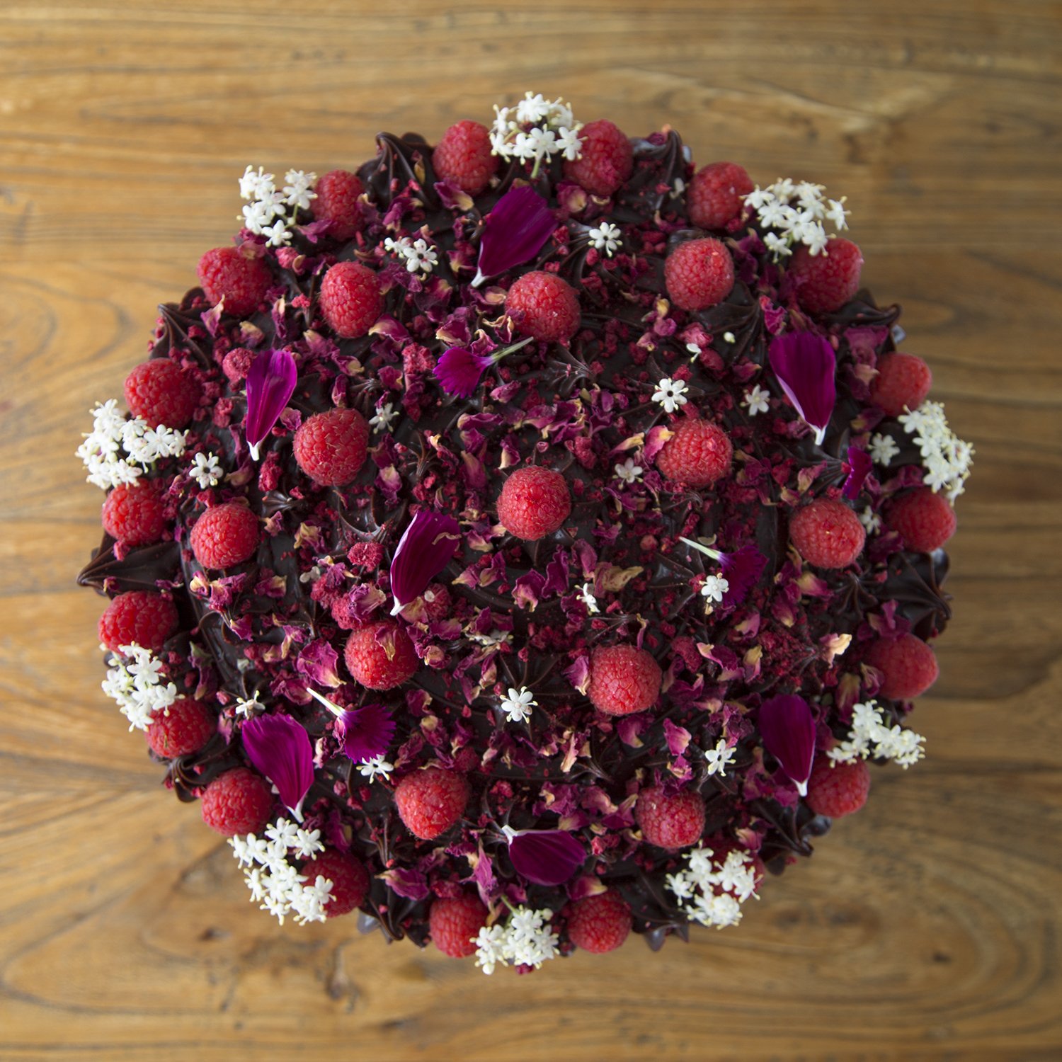 CHOCOLATE, ROSE AND BERRY CAKE