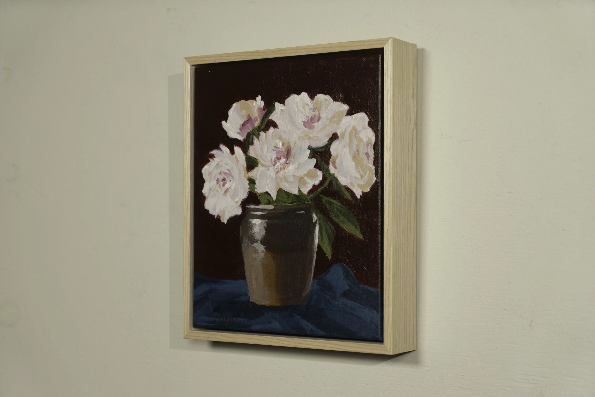 21.Peonies in brown glazed pot side.jpg