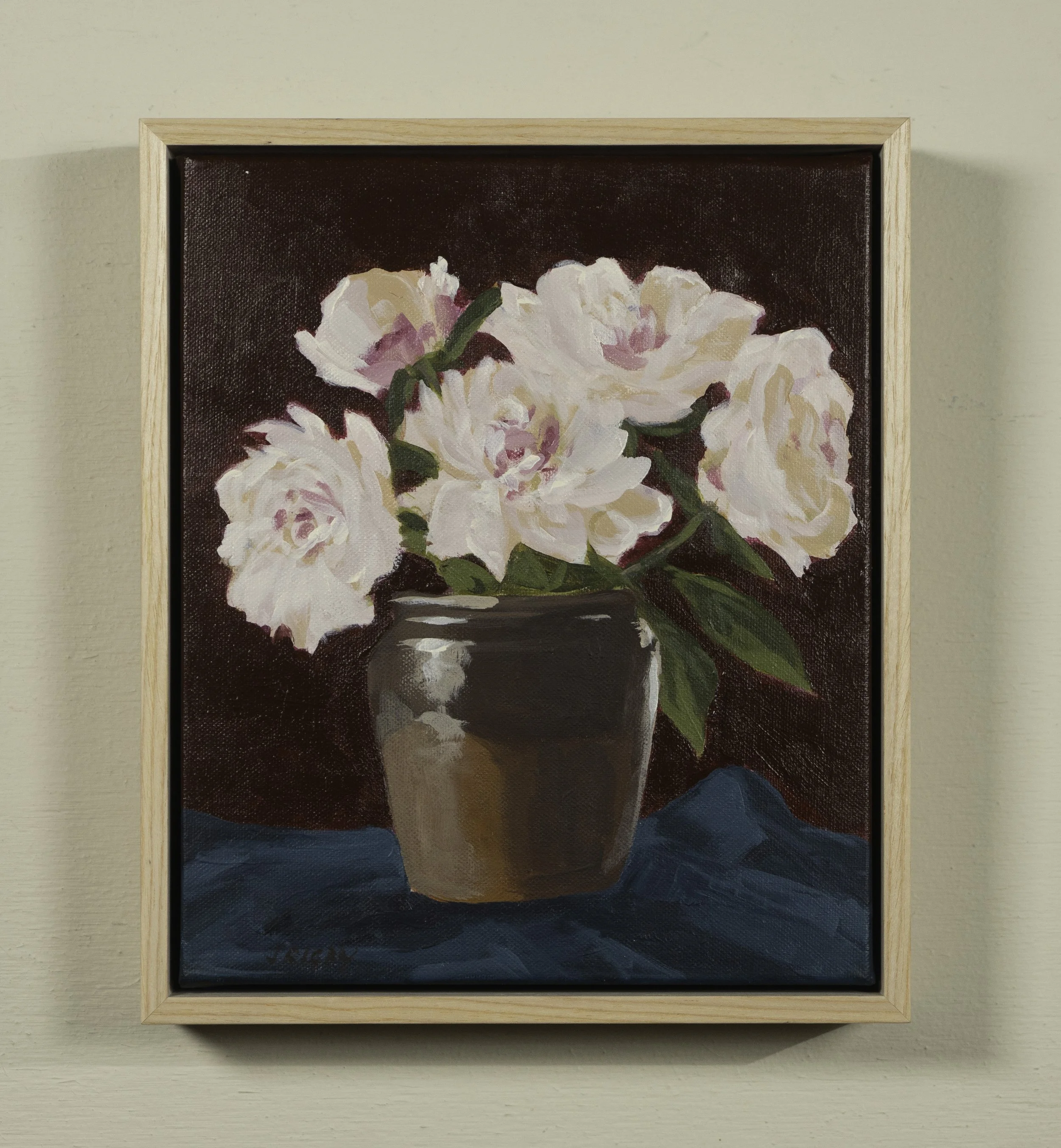 Peonies in Brown Glazed Pot - Jody Rigby