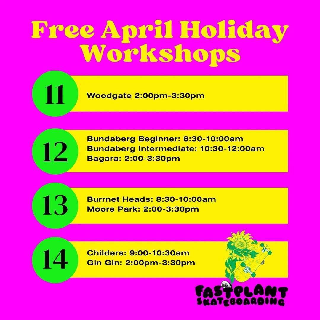 BUNDABERG LOCATIONS AND TIMES! See you this week 🤩😃🛹