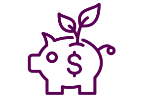 Image of piggy bank with leaf growing