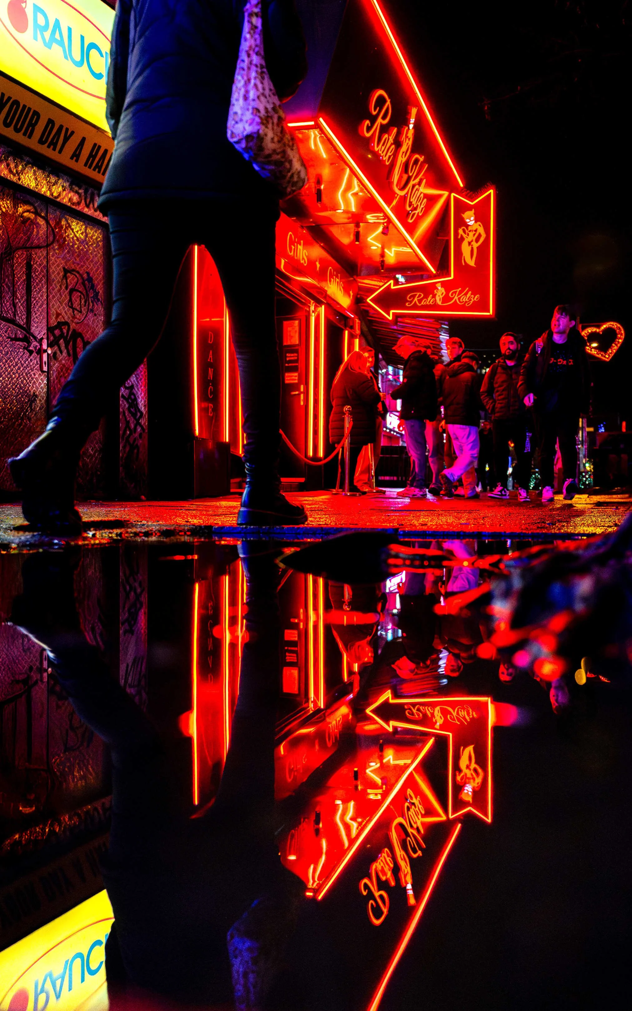 Hamburg Reeperbahn Street Spiegelung Neon St. Pauli