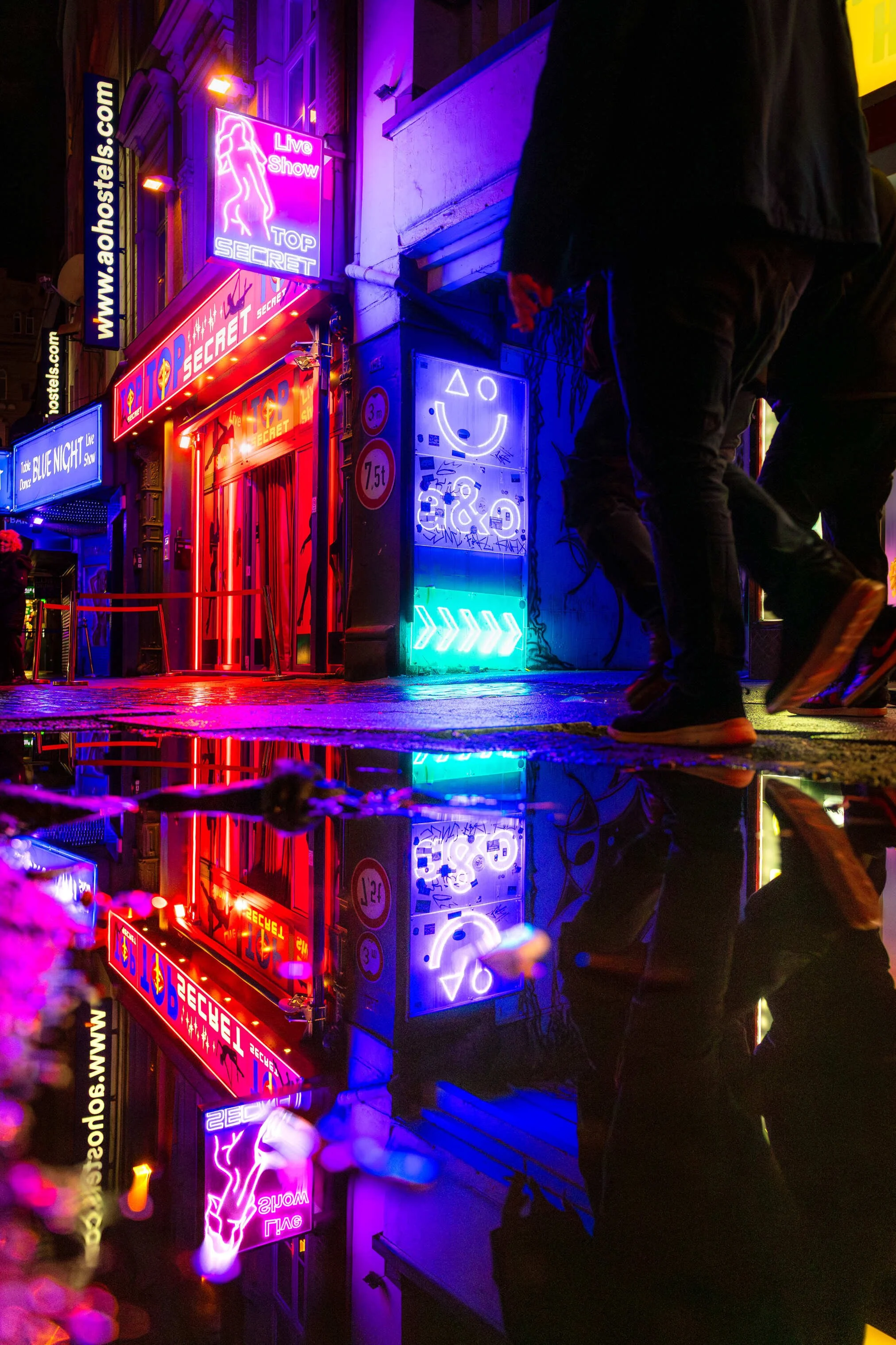 Hamburg Reeperbahn Street Spiegelung Neon St. Pauli
