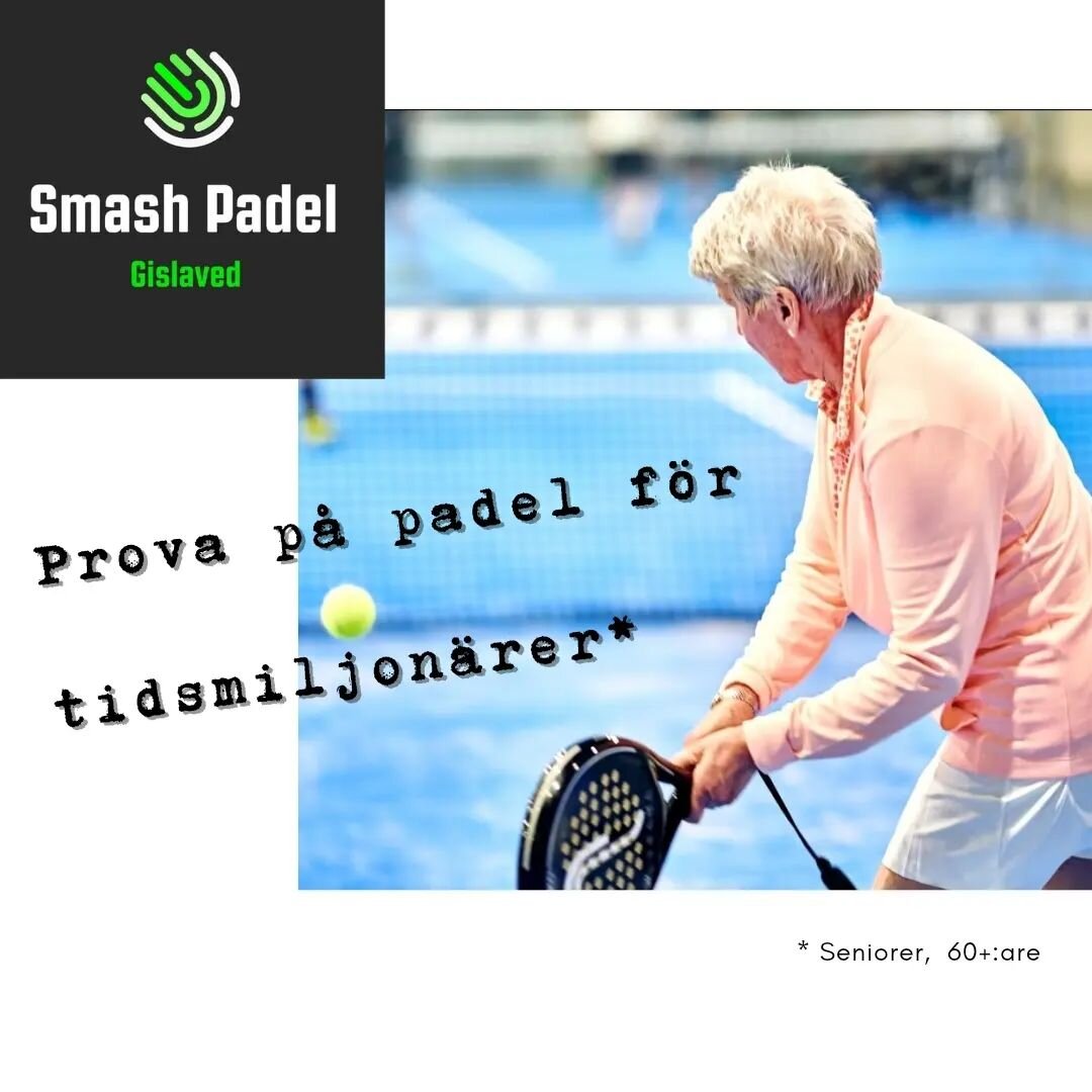 &Auml;r du tidsmiljon&auml;r* och vill prova p&aring; padel? 🤩🎾

Vi p&aring; Smash Padel anser att behovet av att f&ouml;rebygga b&aring;de psykisk och fysisk oh&auml;lsa bland personer &ouml;ver 60 &aring;r &ouml;kar. 

Padel f&ouml;r Tidsmiljon&a