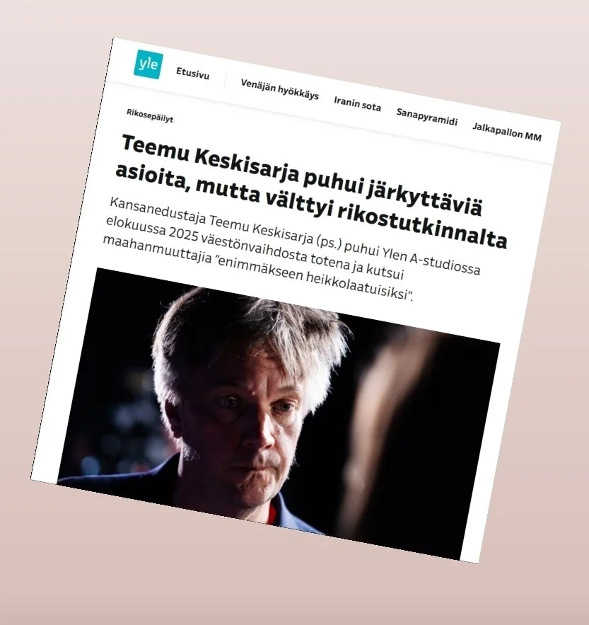 Valtakunnansyyttäjä Ari-Pekka Koivisto arvioi Teemu Keskisarjan sanomisia