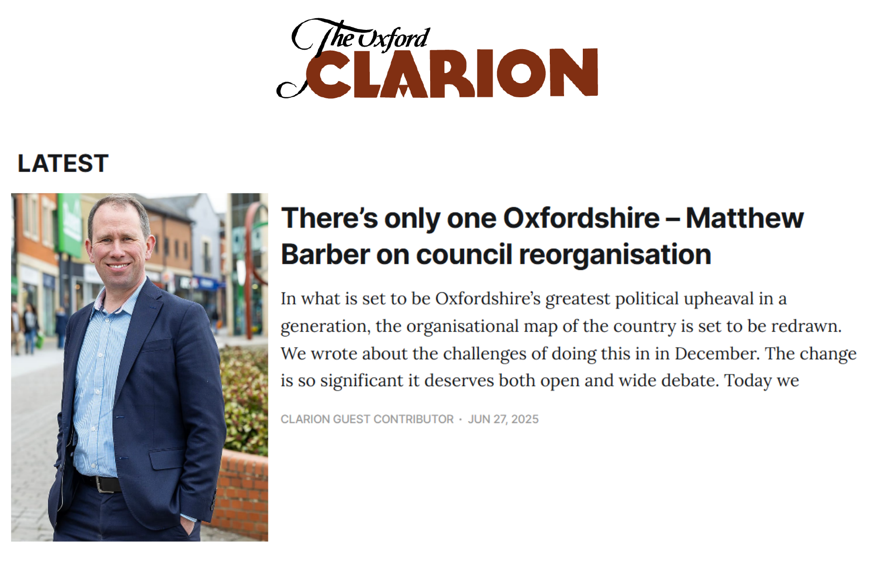 There’s only one Oxfordshire – on council reorganisation