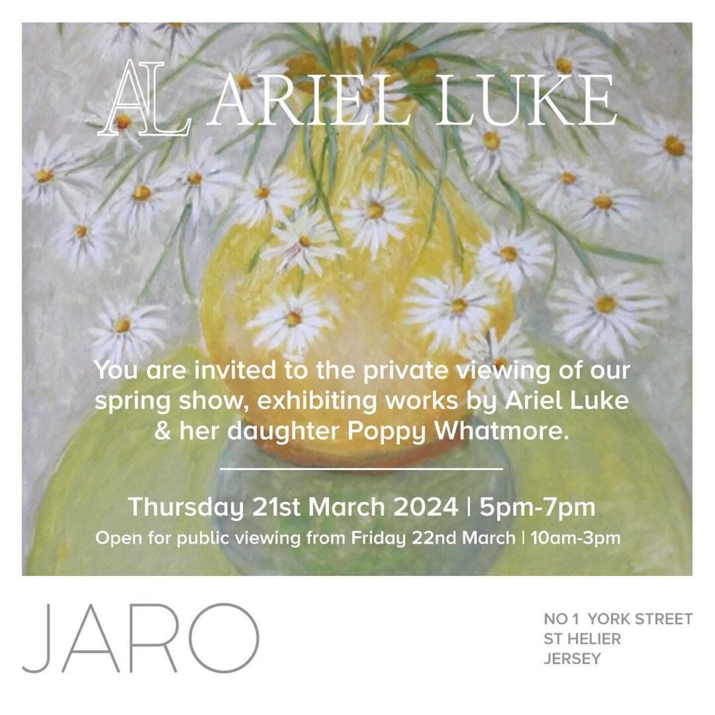 NEW EXHIBITION OPENING THIS THURSDAY 21st MARCH 5PM-7PM

Joinn us tomorrow and view the works now on display in the gallery. 

Introducing Ariel Luke and her daughter Poppy Whatmore. 

We are thrilled to present our Spring Show, celebrating the beaut