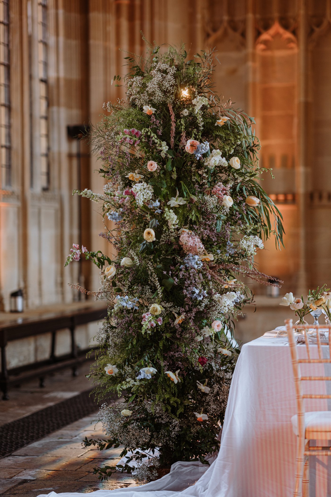 Pastel wedding flowers - flower tower